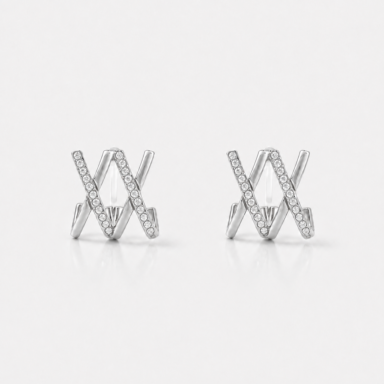 Crystal Wave Clip-On Hoop Earrings