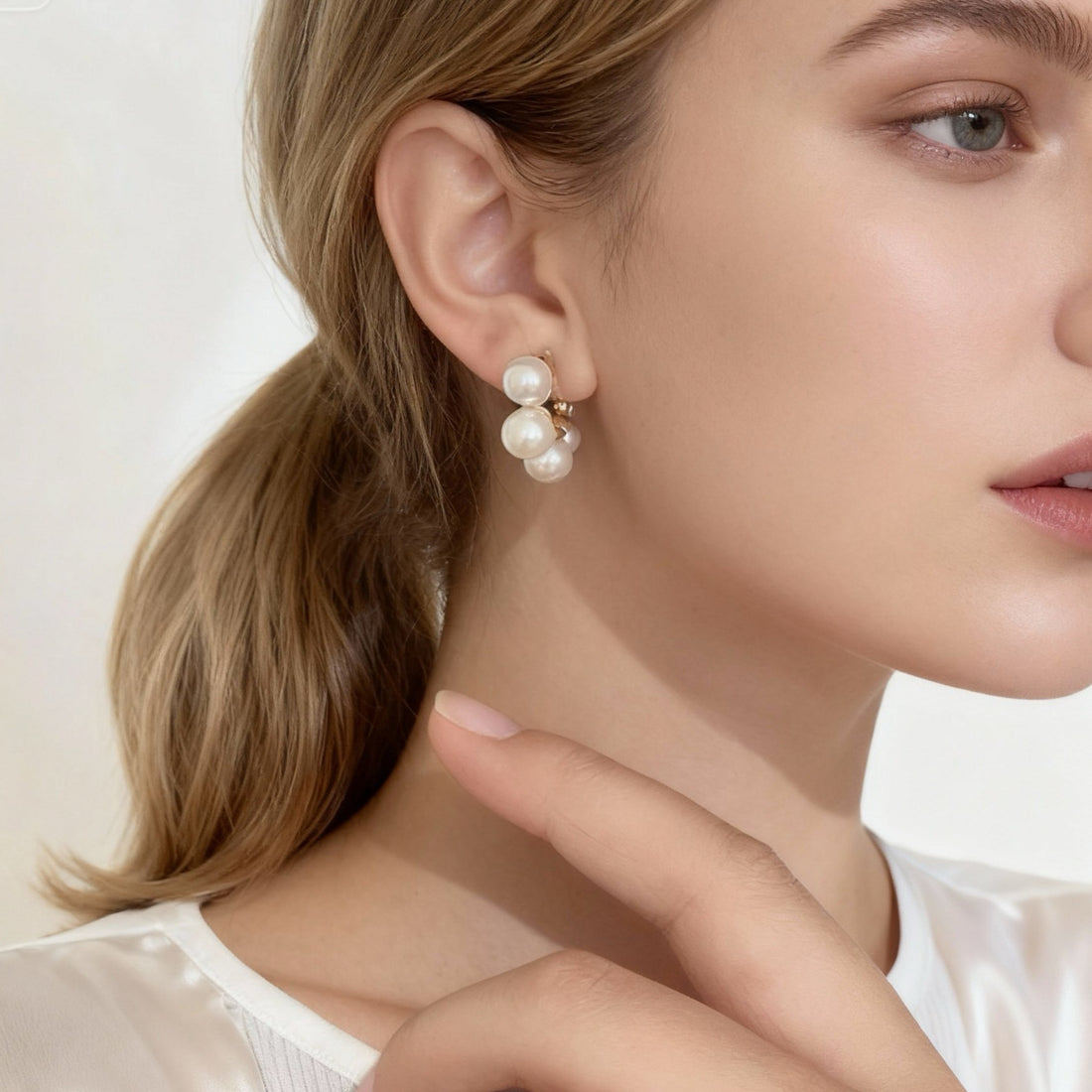 C shape pearl Clip-On Hoop Earrings - Gold for non-pierced ears – SOMIY