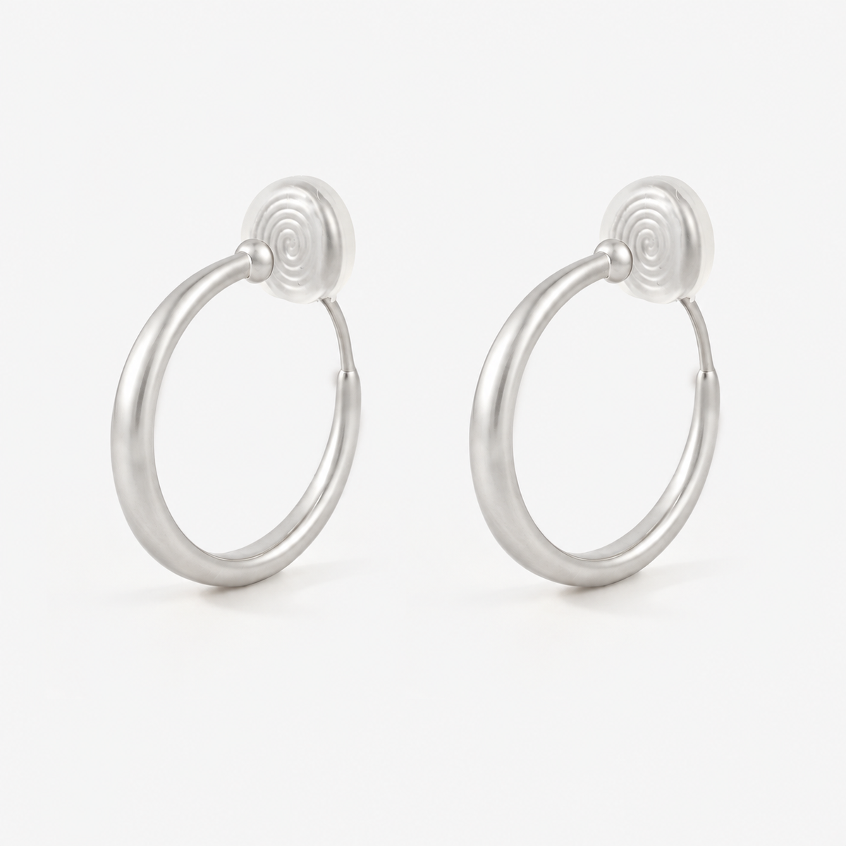 Matte Hoop Clip-On Earrings in silver by SOMIY