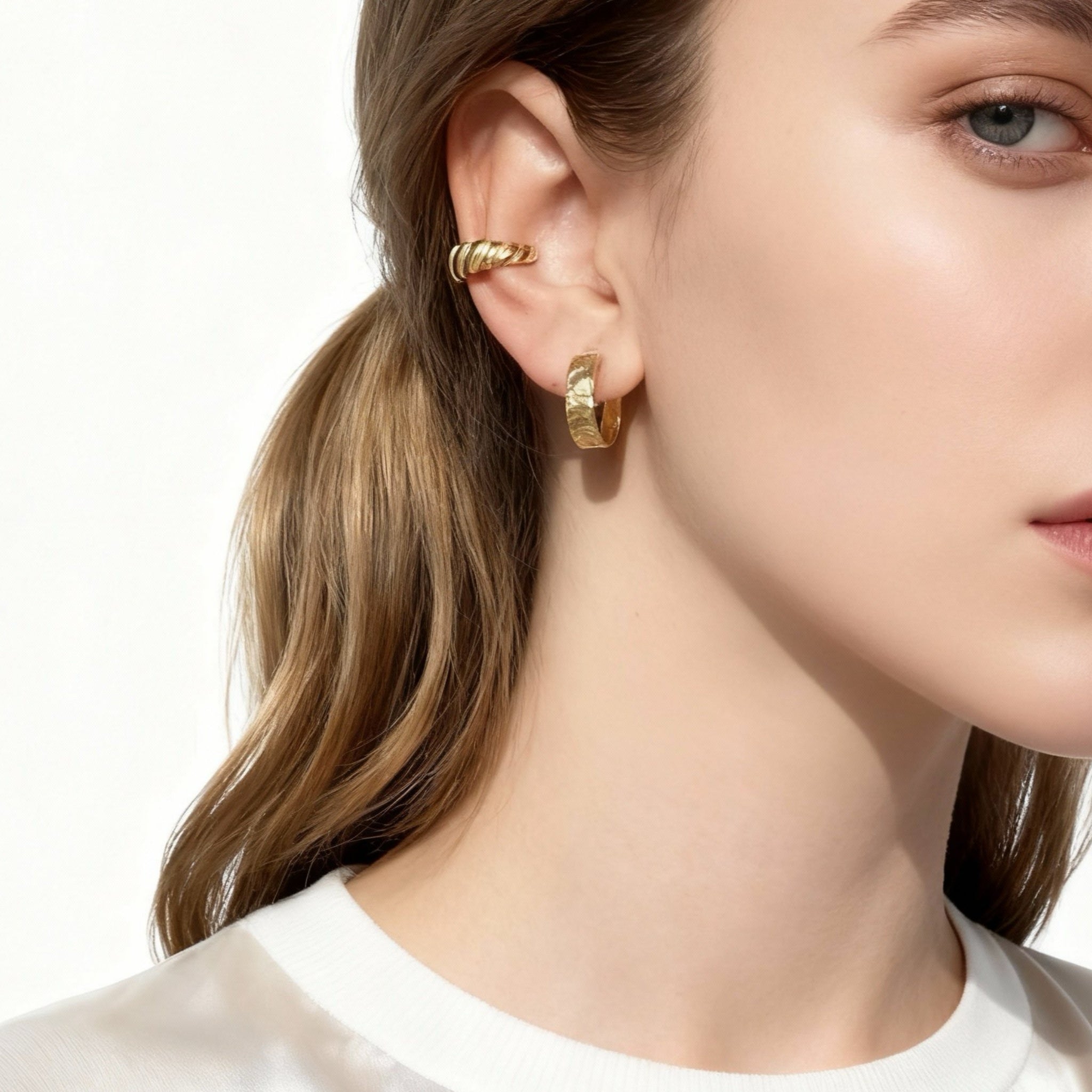 Water Ripple Clip-On Hoop Earrings