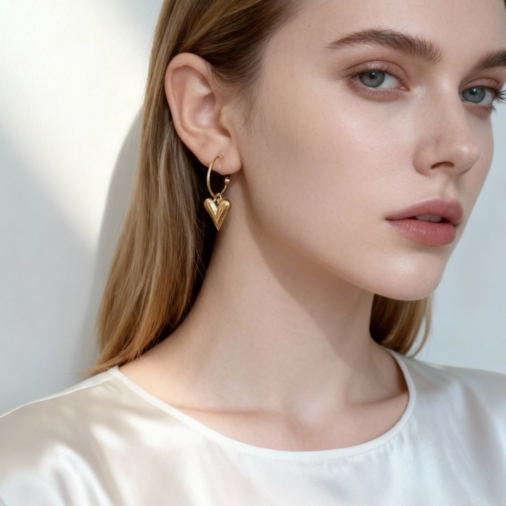 Heart Clip-On Chain Earrings