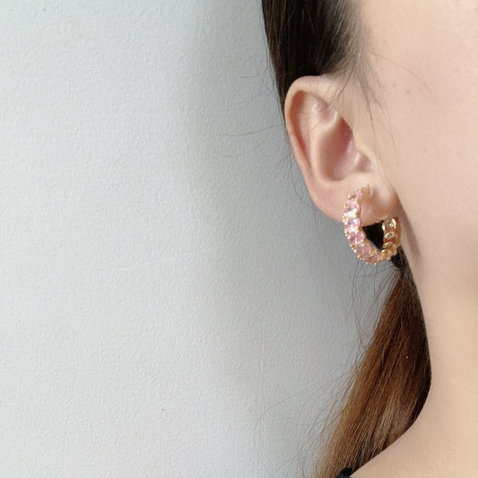 Pink diamond Clip-On Hoop Earrings