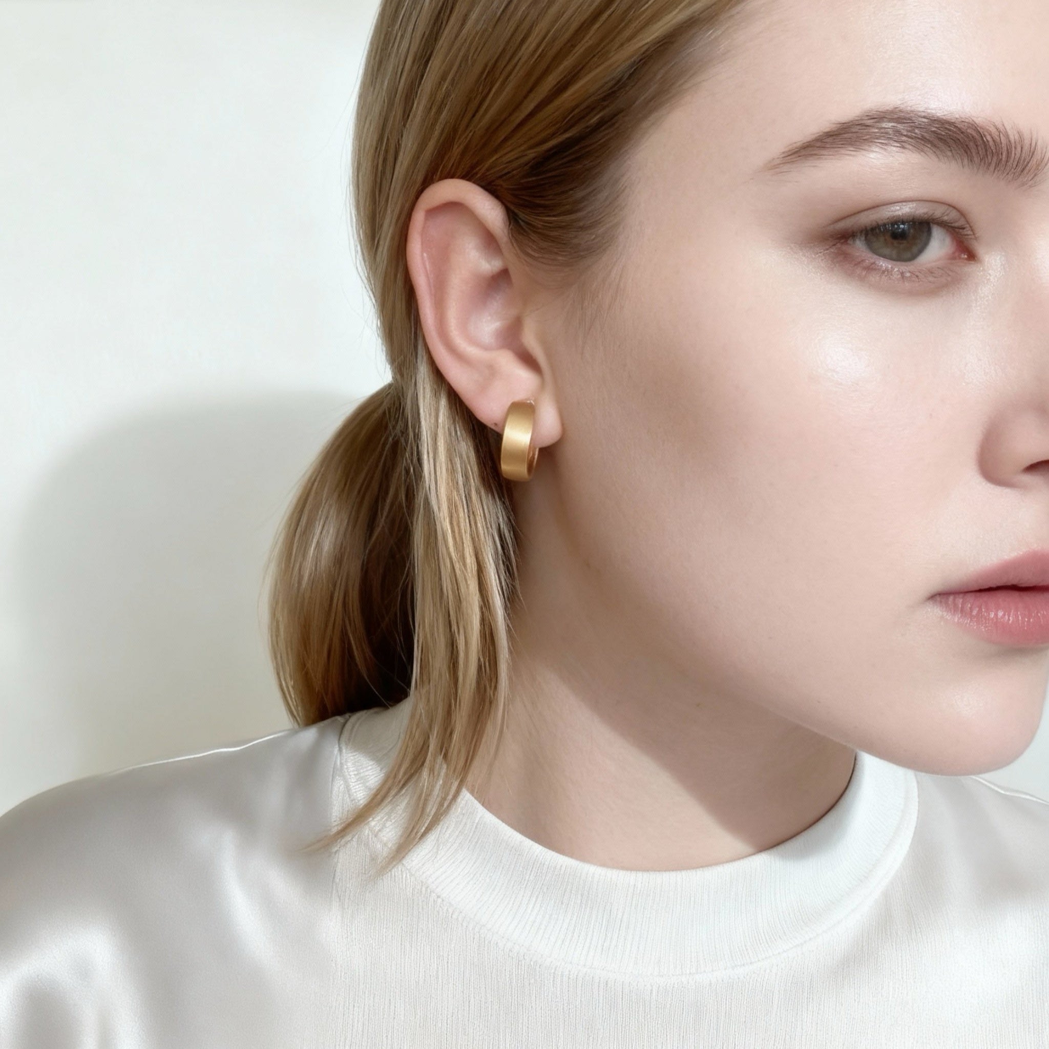 Matte C-Shaped Clip-On Hoop Earrings