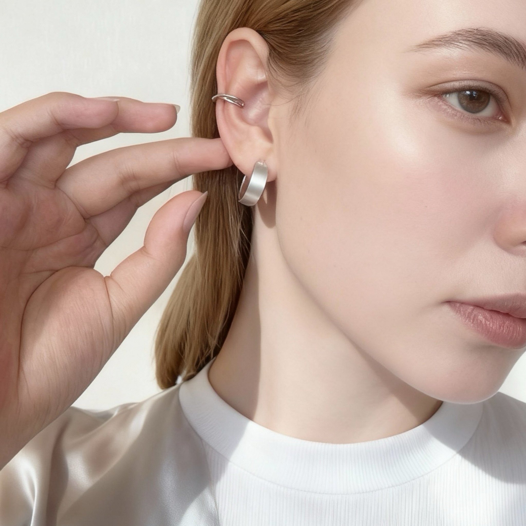 Matte C-Shaped Clip-On Hoop Earrings