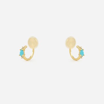 Gold green teardrop clip-on hoop earrings with mosquito coil clips | SOMIY