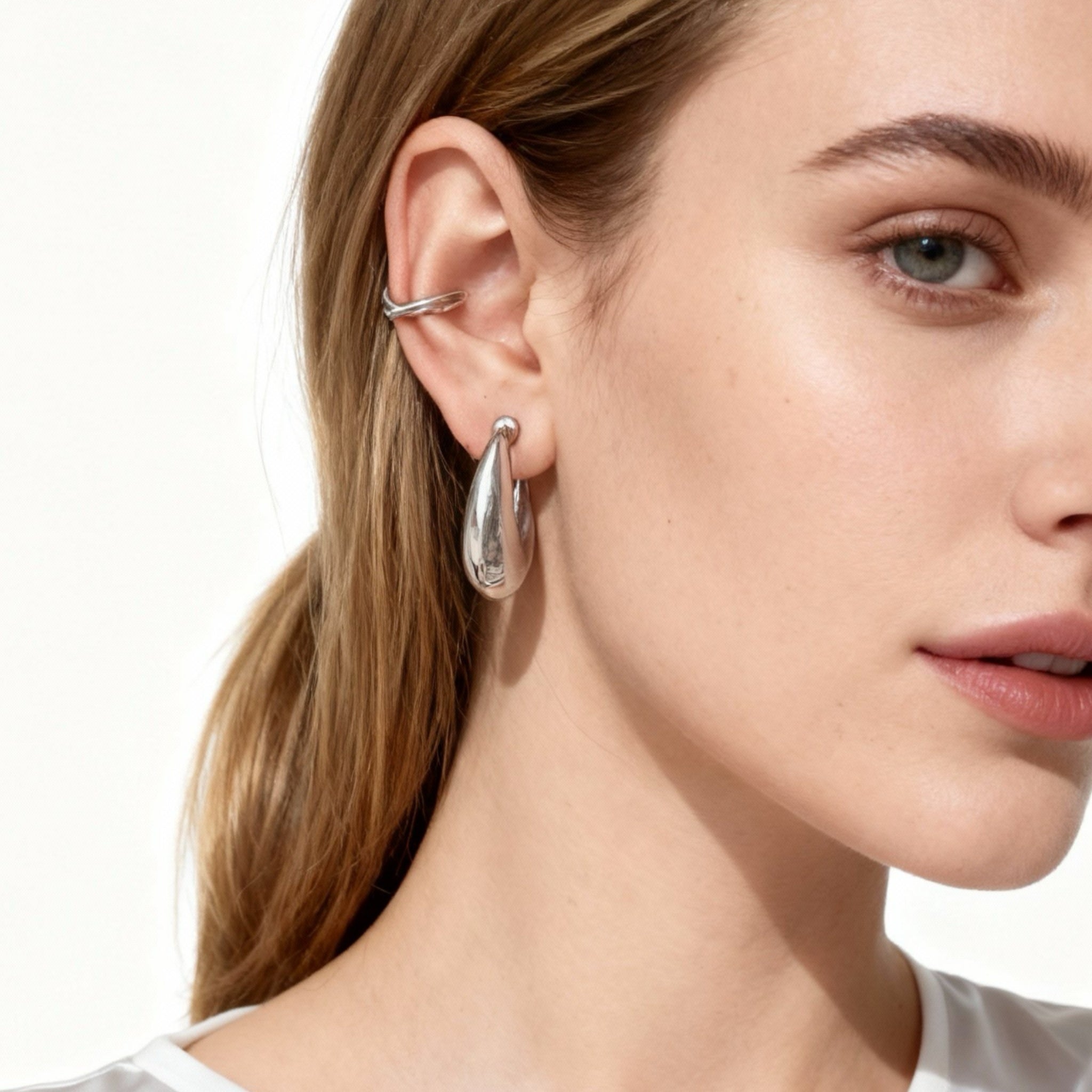 Medium Dome Clip-On Hoop Earrings