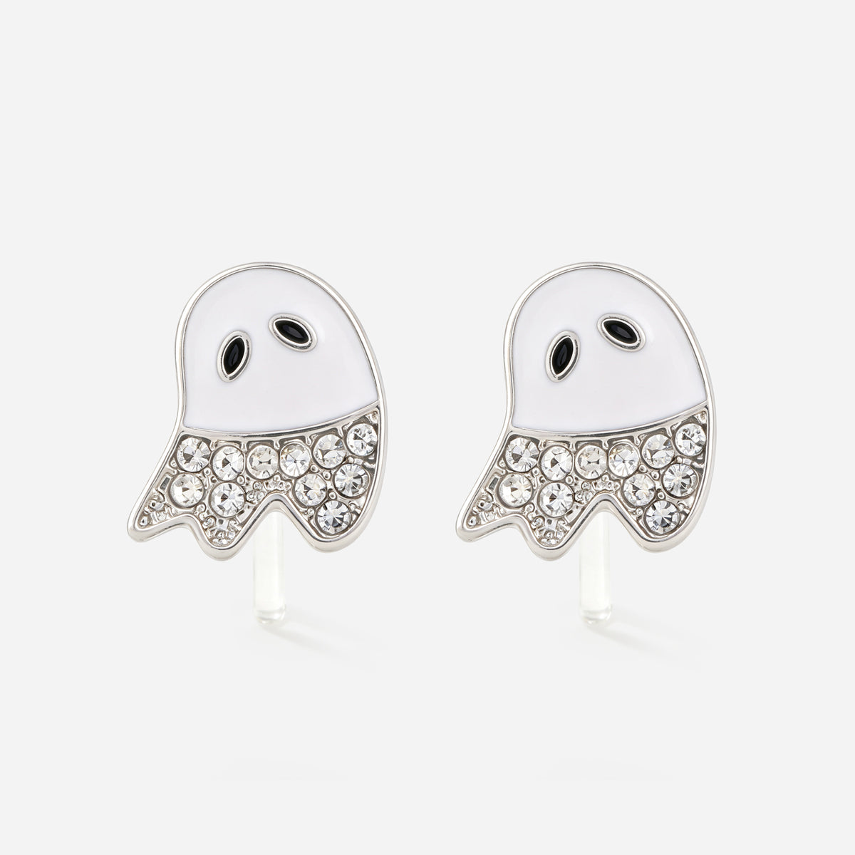 Sparkling Little Ghost Clip-On Earrings for Girls, front product view