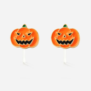 Mischievous Pumpkin Clip-On Earrings for Girls, front product view