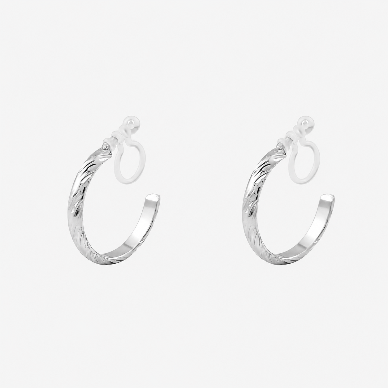 Vertical Ridged Clip-On Hoop Earrings