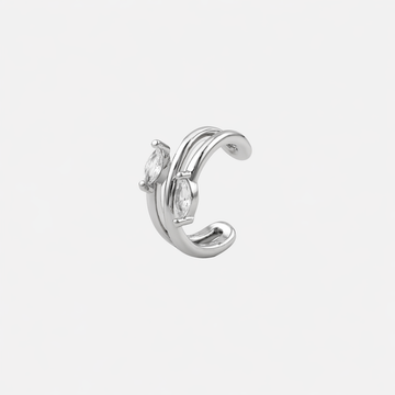 Mini Sparkling Diamond-Set Ear Cuff in 18K silver plating by SOMIY for non-pierced ears.