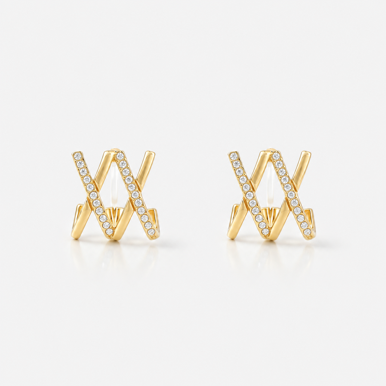 Crystal Wave Clip-On Hoop Earrings