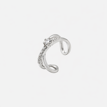Chic Sparkling Diamond-Set Ear Cuff in 18K silver plating by SOMIY for non-pierced ears.