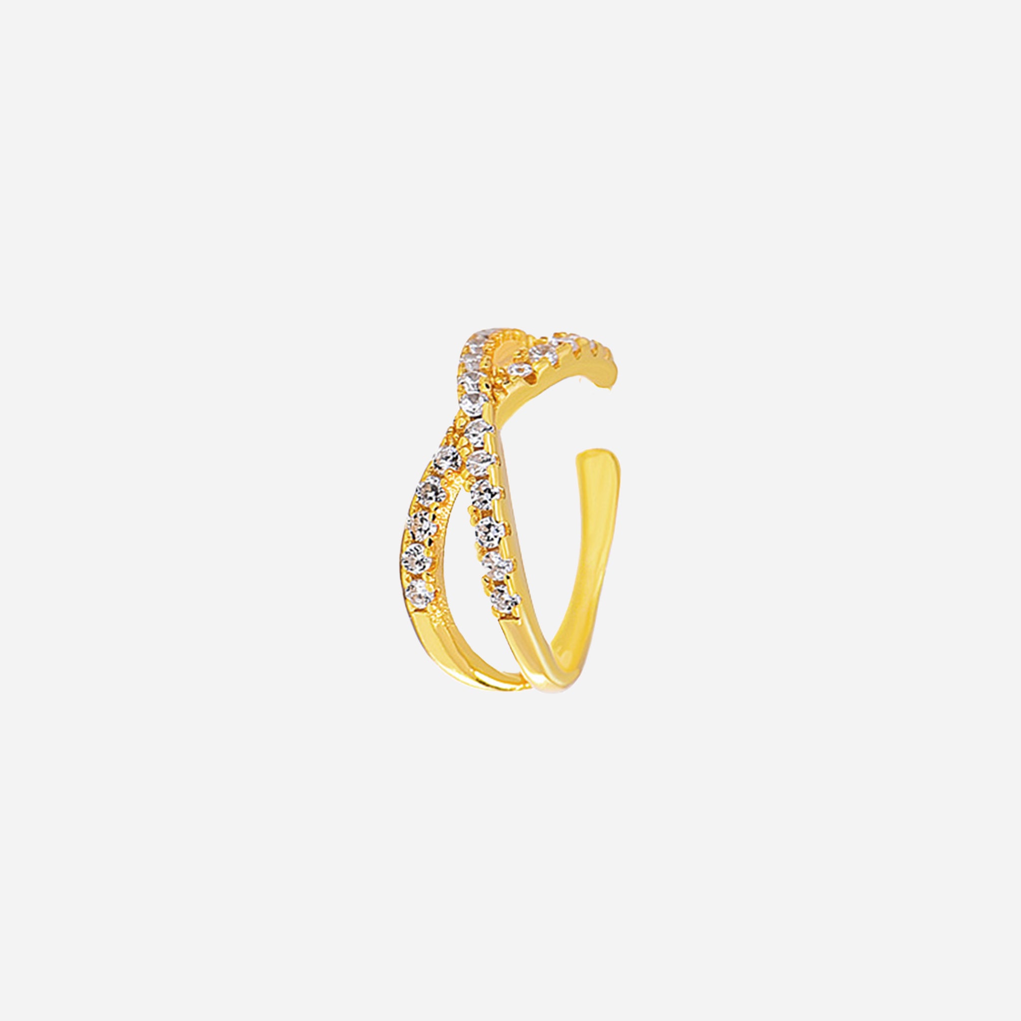 Diamond Crossover Ear Cuff – Gold