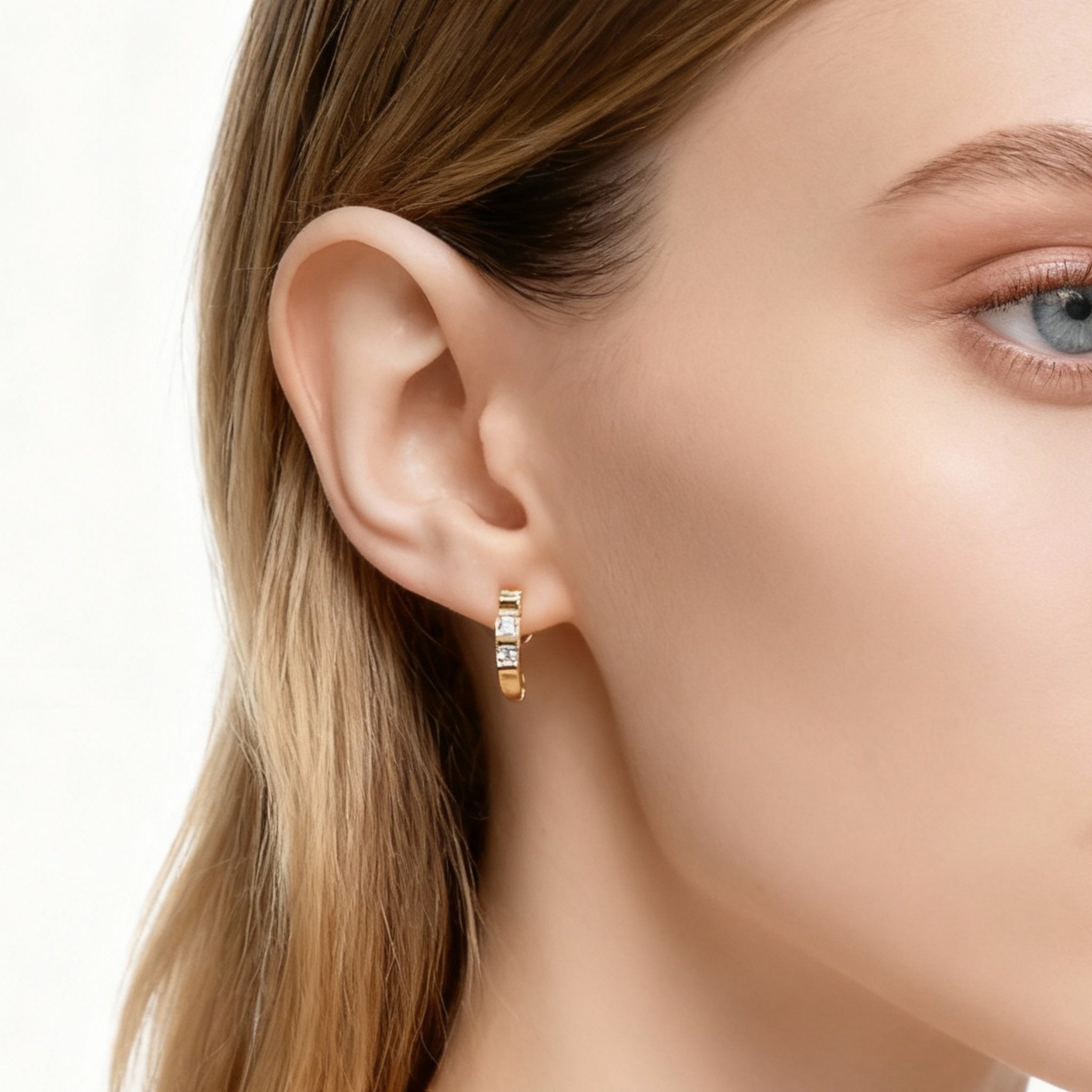 C-Shaped Diamond Clip-On Earrings for non-pierced ears – SOMIY