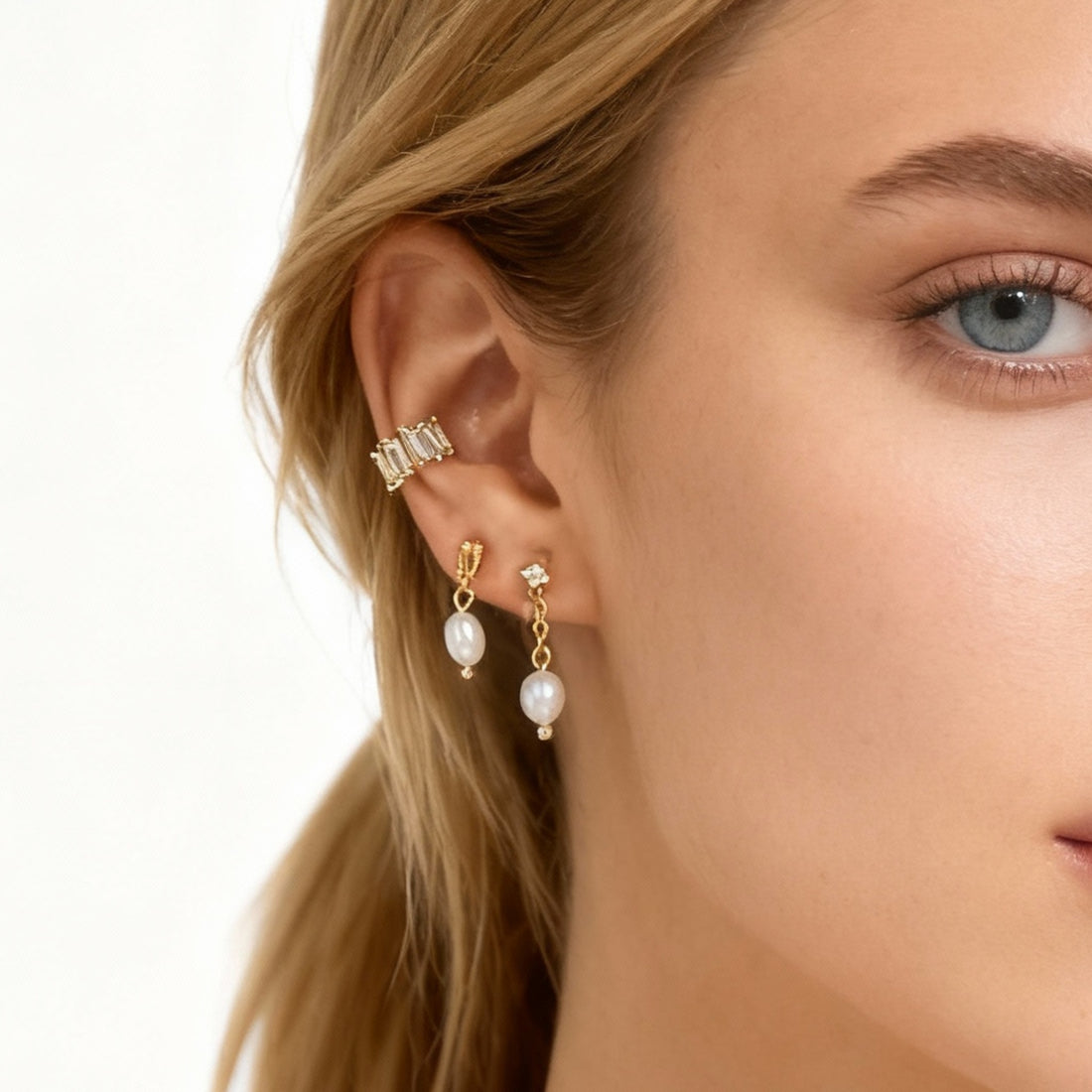 Chain Drop Pearl Clip-On Chain Earrings for non-pierced ears – SOMIY