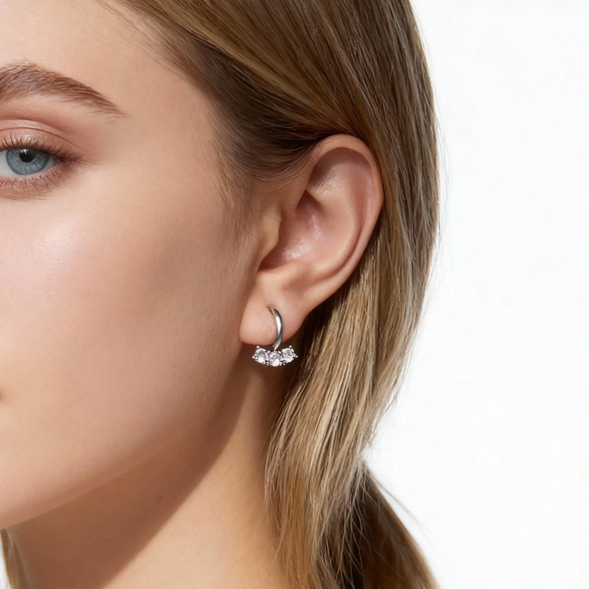 Trio-Diamond Arc Studs Clip-On Earrings for non-pierced ears – SOMIY