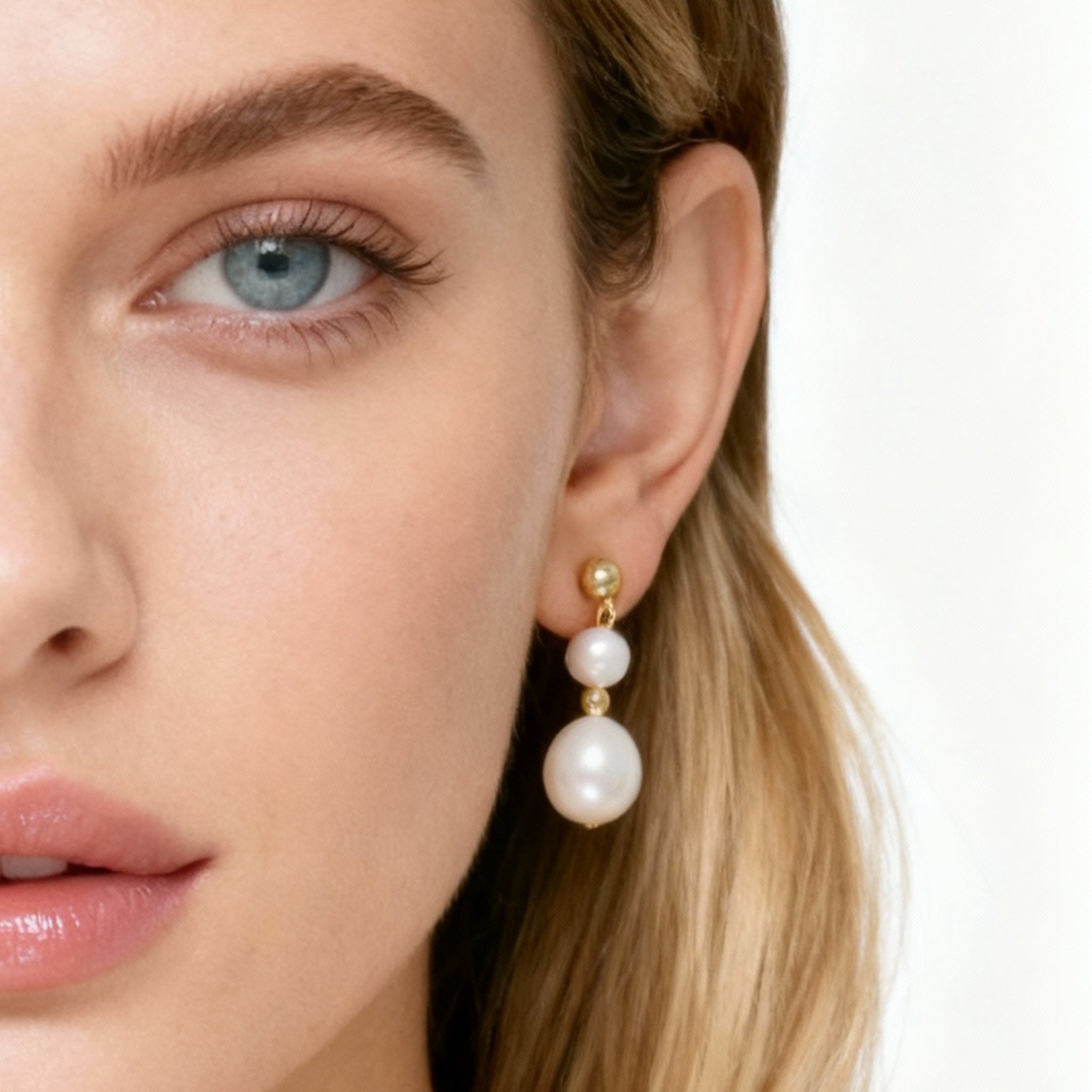 Double Pearl Clip-On Earrings for non-pierced ears – SOMIY