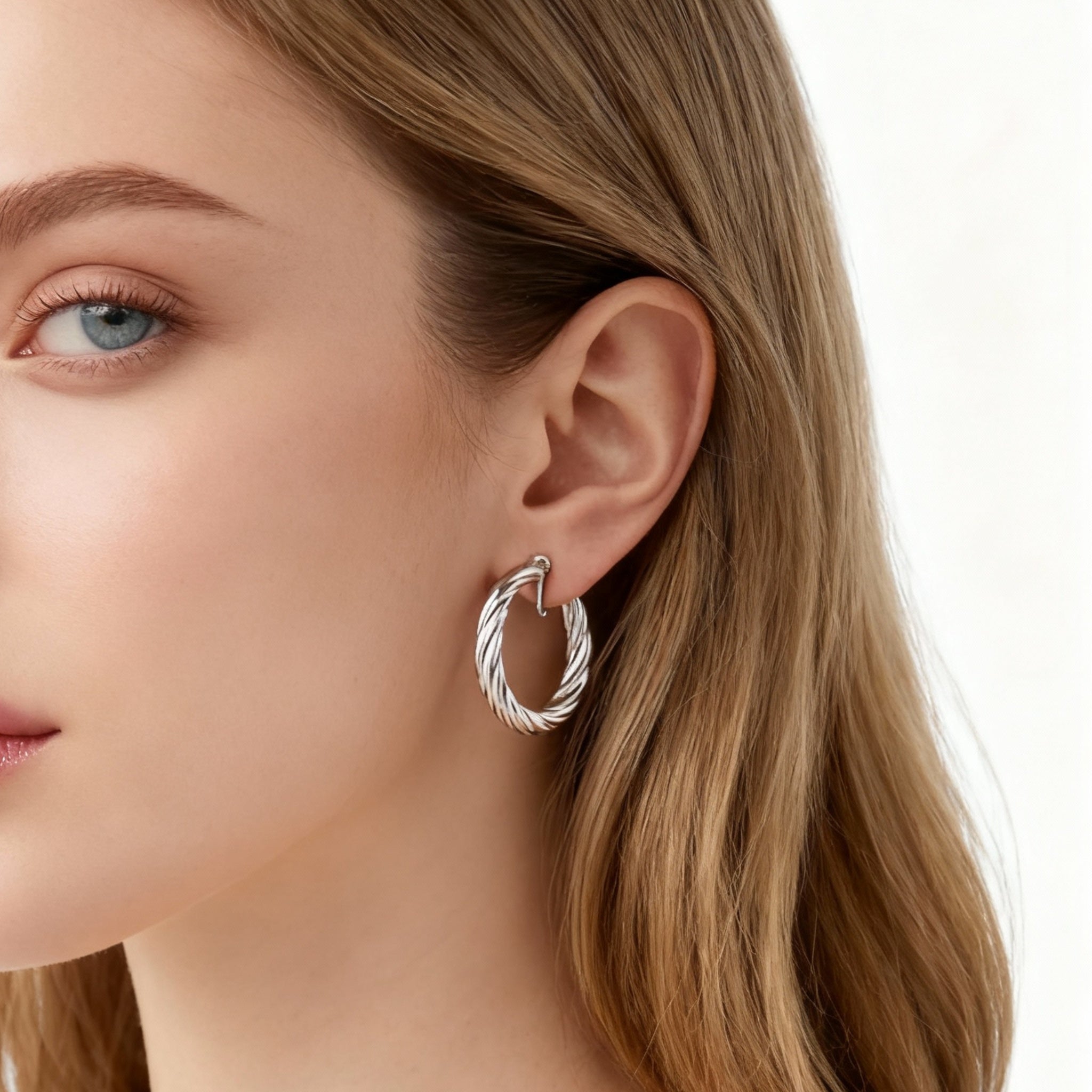 Medium Twist Clip-On Hoop Earrings for non-pierced ears – SOMIY