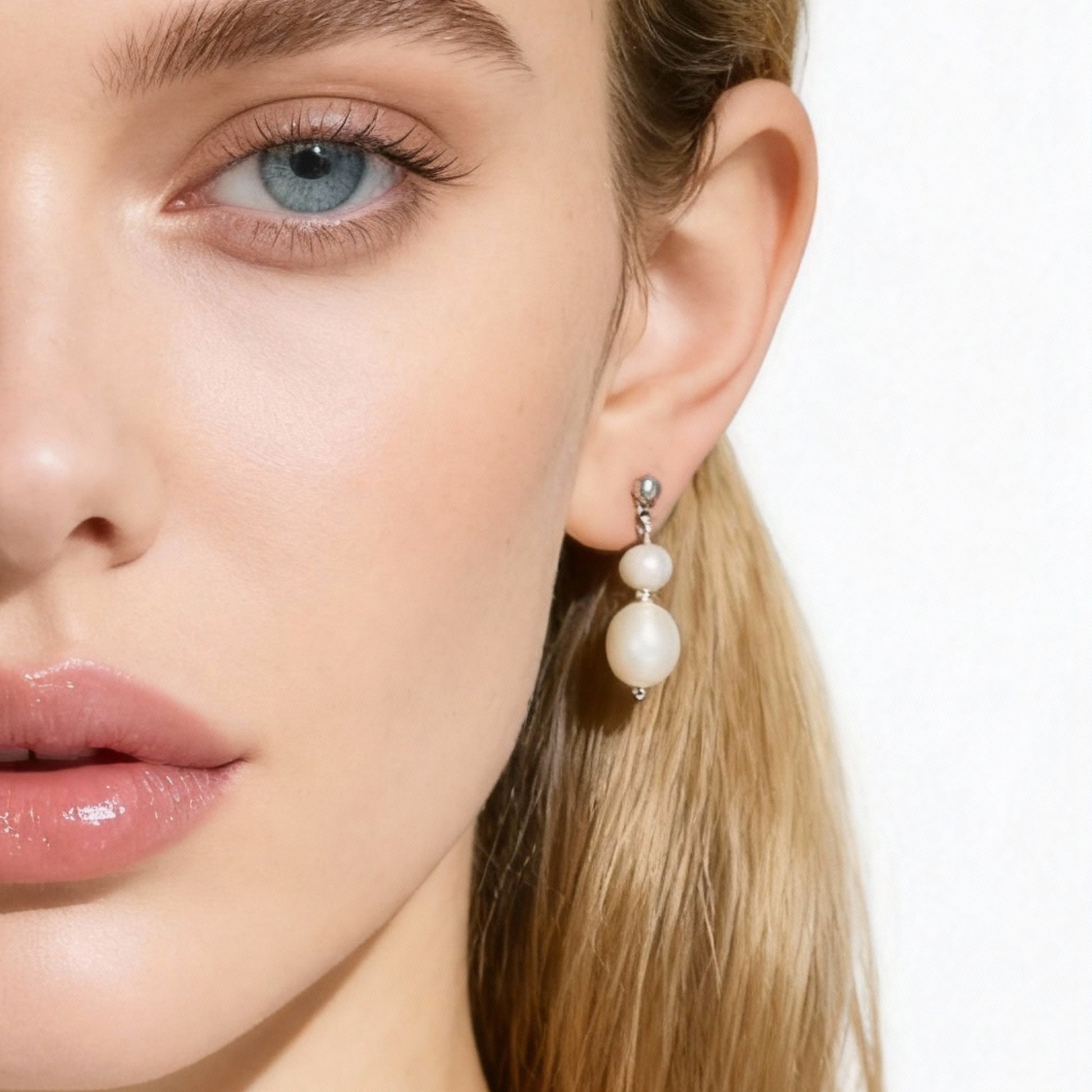 Double Pearl Clip-On Earrings for non-pierced ears – SOMIY