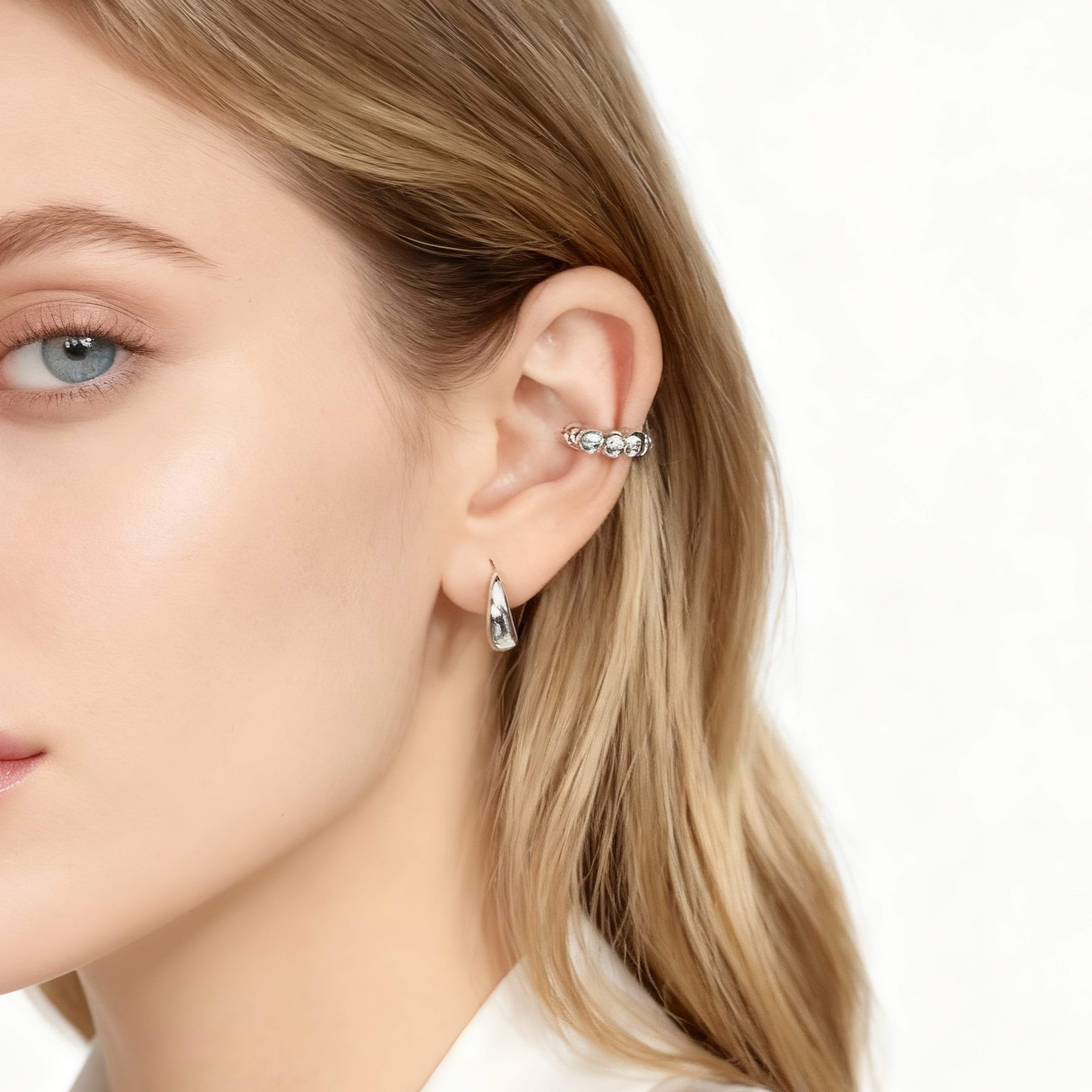 S925 sterling zilveren bal oor manchetjes