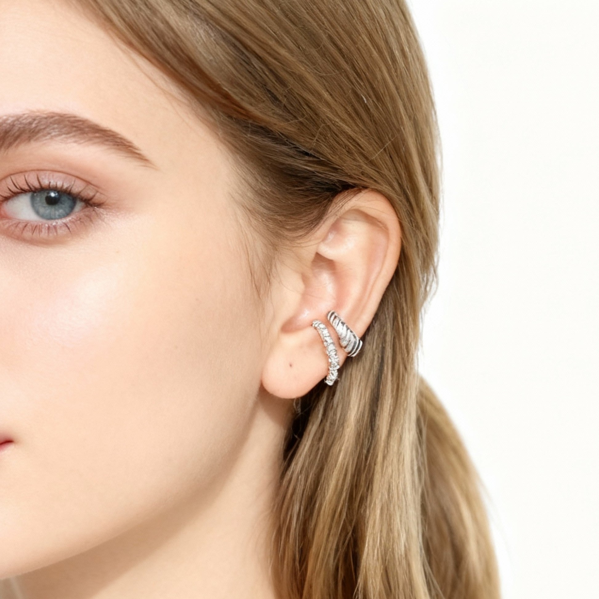 S925 Sterling Silver Handcrafted Threaded Earrings Ear Cuff ear cuff for non-pierced ears – SOMIY