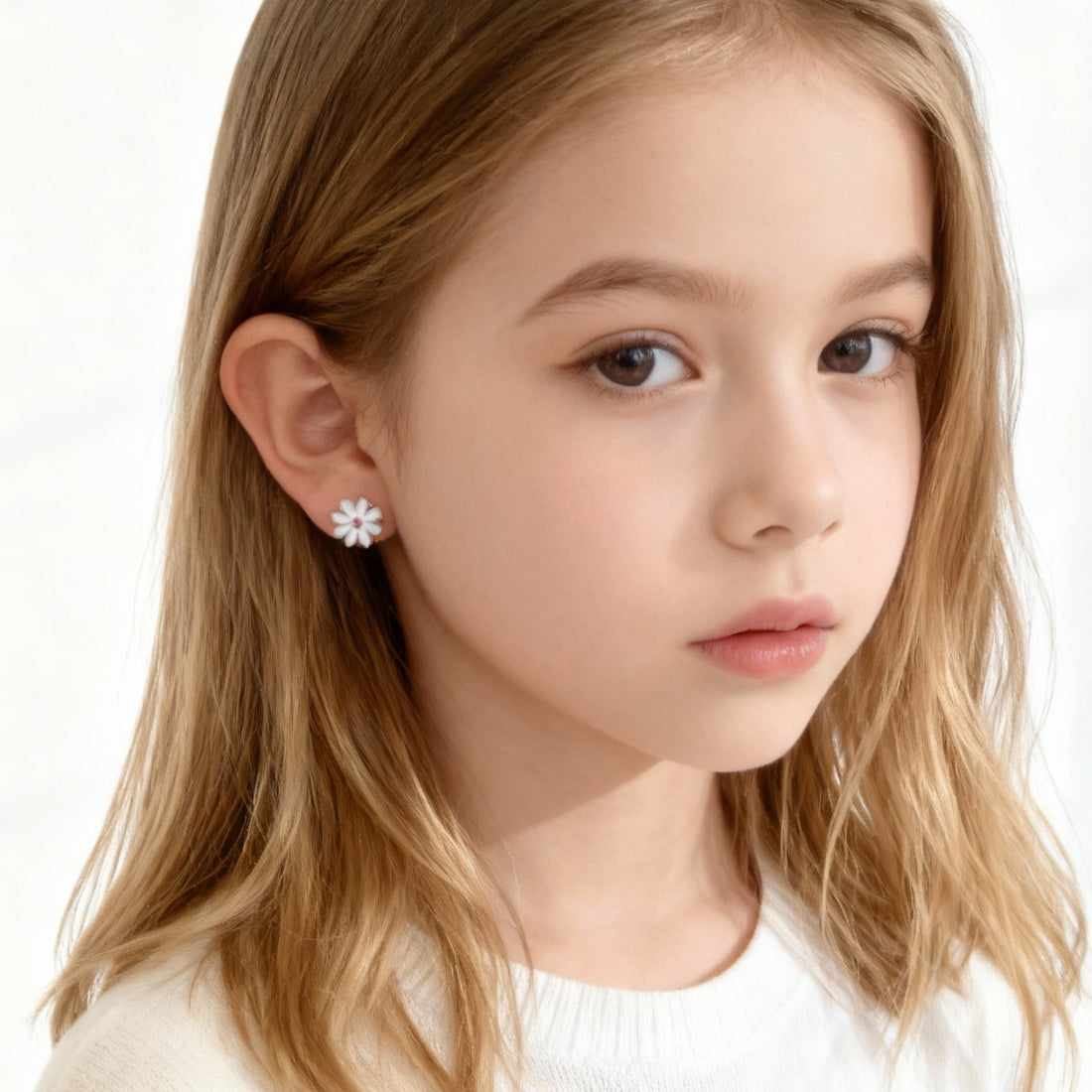 White flower Cutie Clip On Earrings