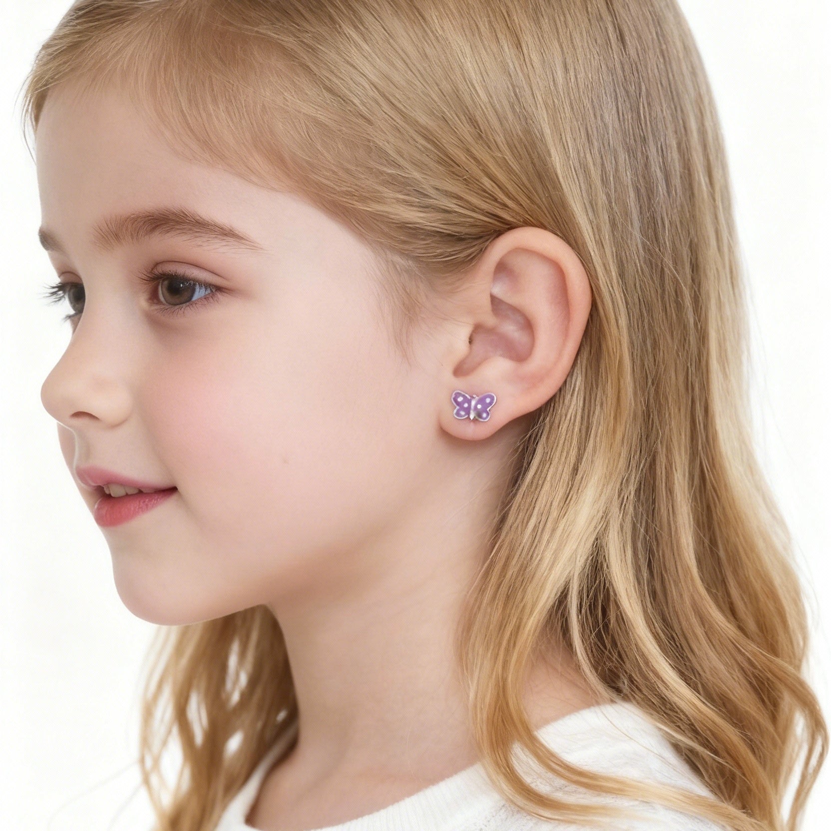 Purple Butterfly Clip-On Earrings for Girls by SOMIY