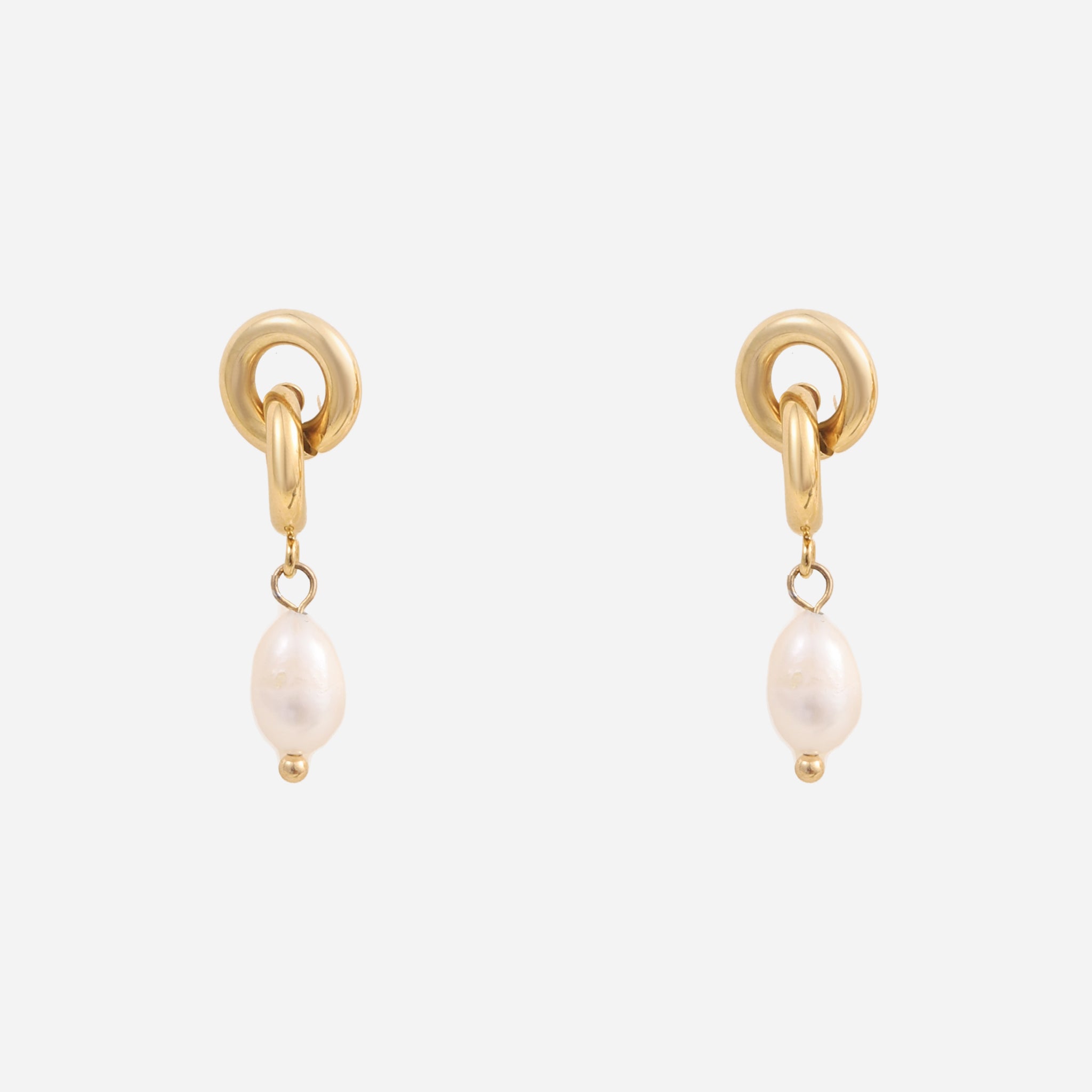 Ohrclips mit Perlenkette – Gold