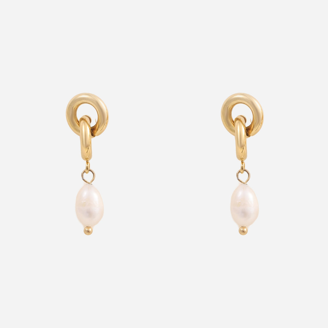 Pearl Clip-On Chain Earrings - Gold - SOMIY