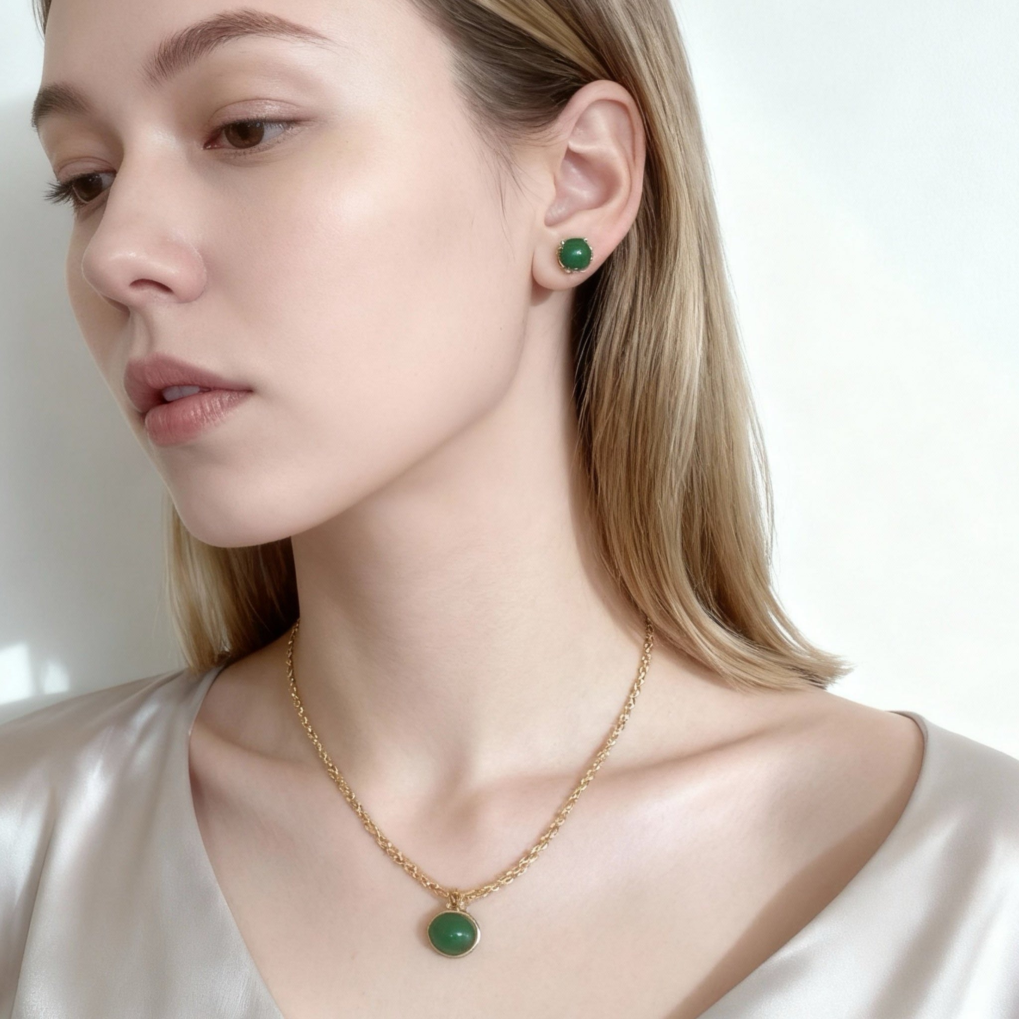 Emerald Clip-On Stud Earrings