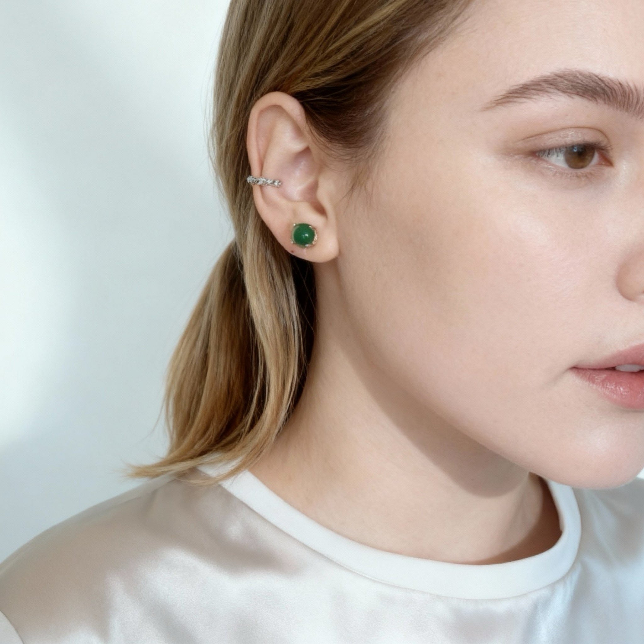 Emerald Clip-On Stud Earrings