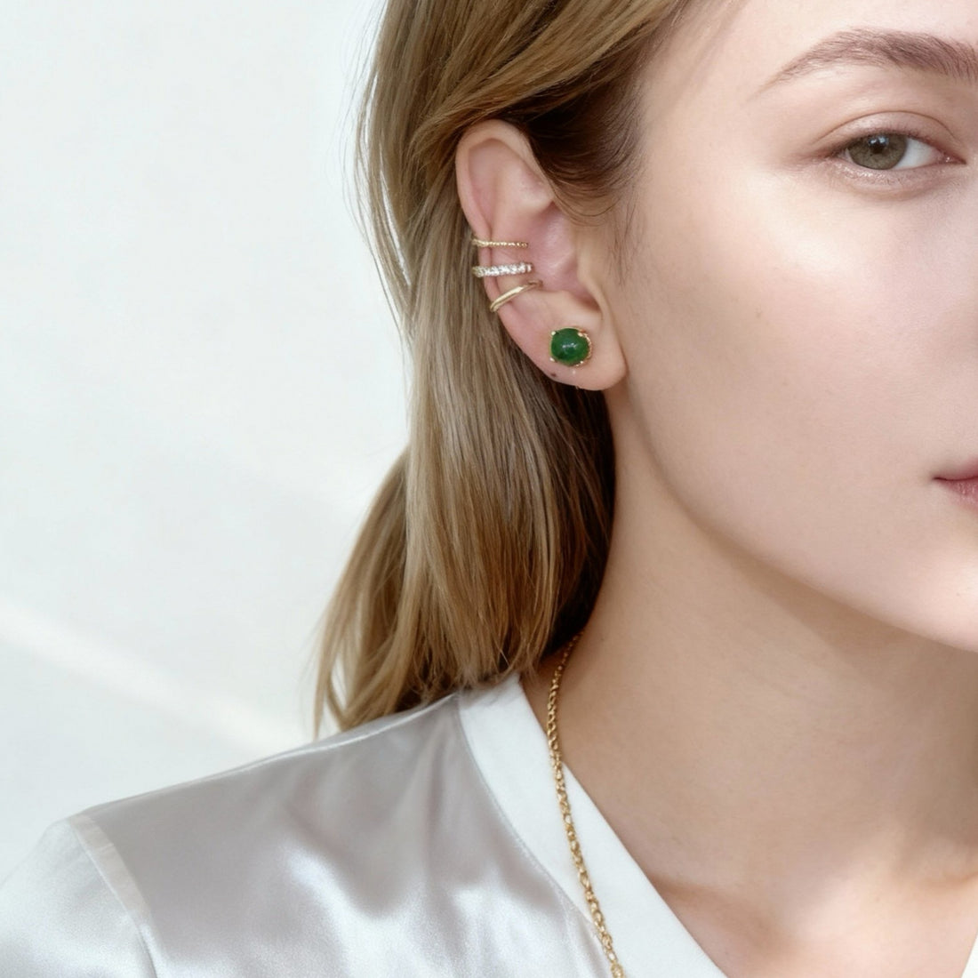 Emerald Clip-On Stud Earrings