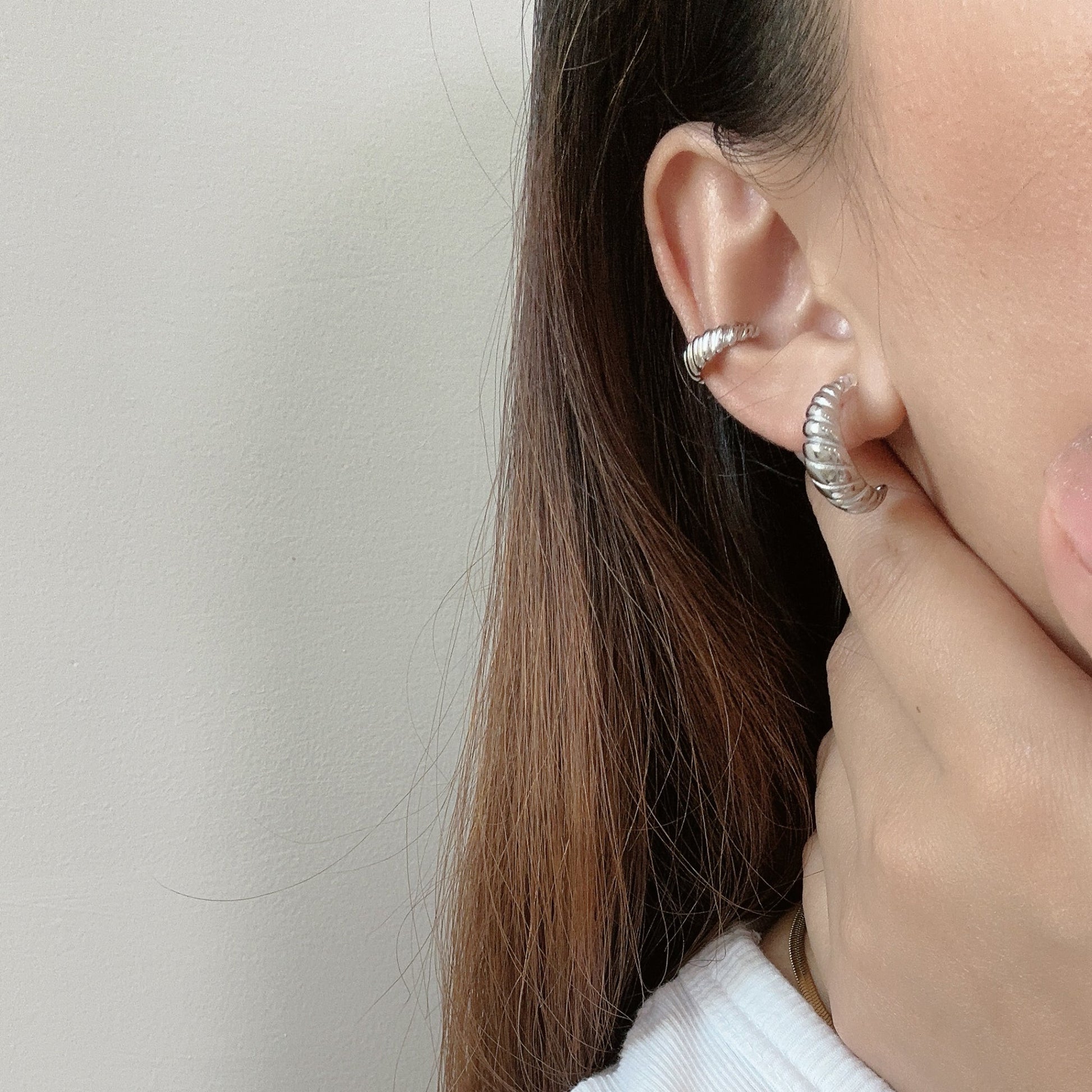 Croissant Clip-On Hoop Earrings