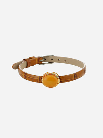 Vintage Croc Butterscotch Amber Leather Bracelet