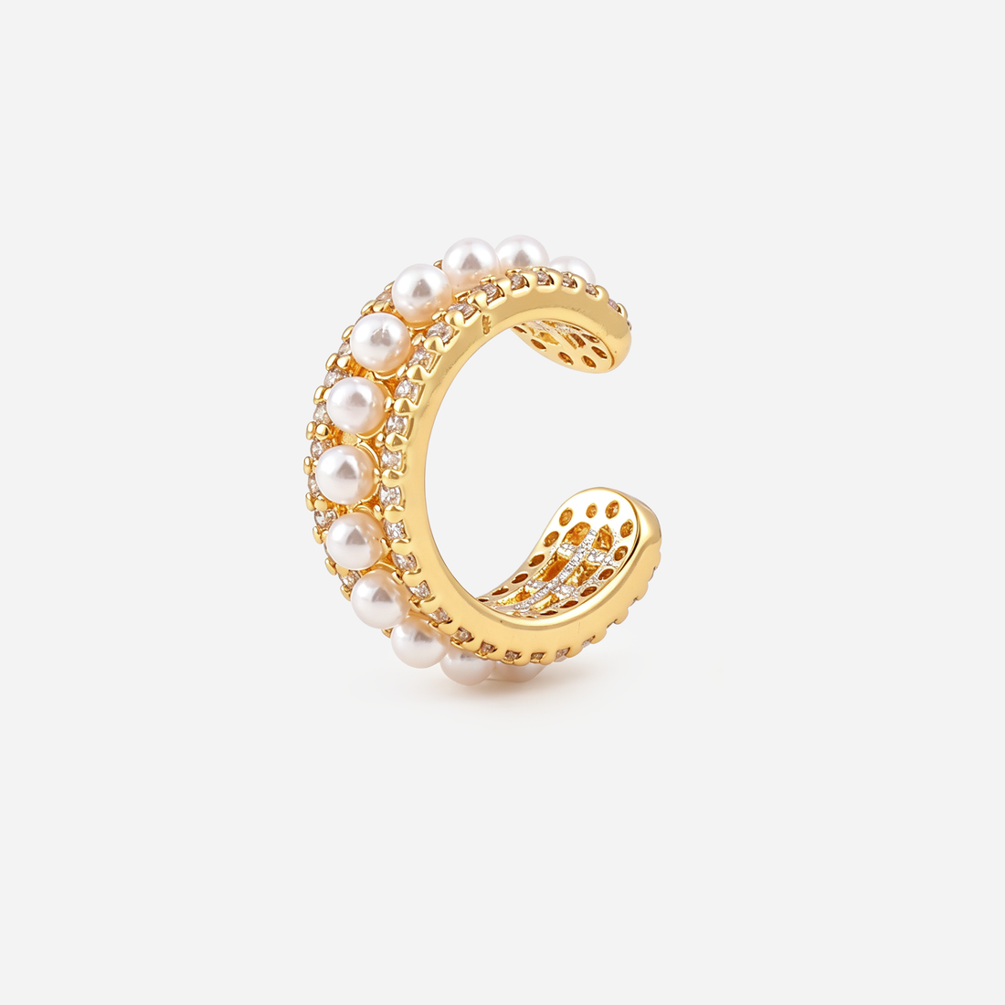 Pearl Pave Ear Cuff in Gold product view