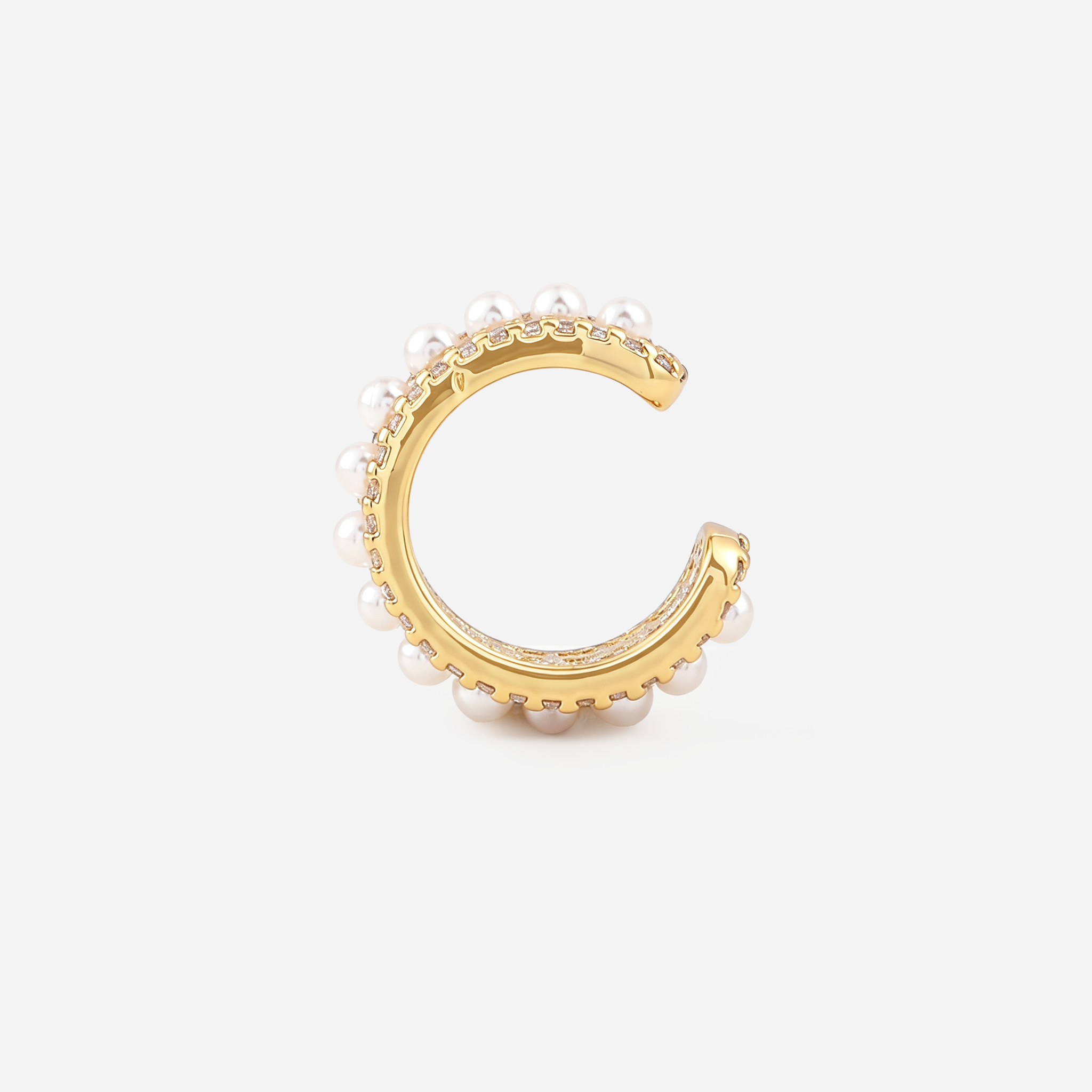 Pearl Pave Ear Cuff in Gold side view