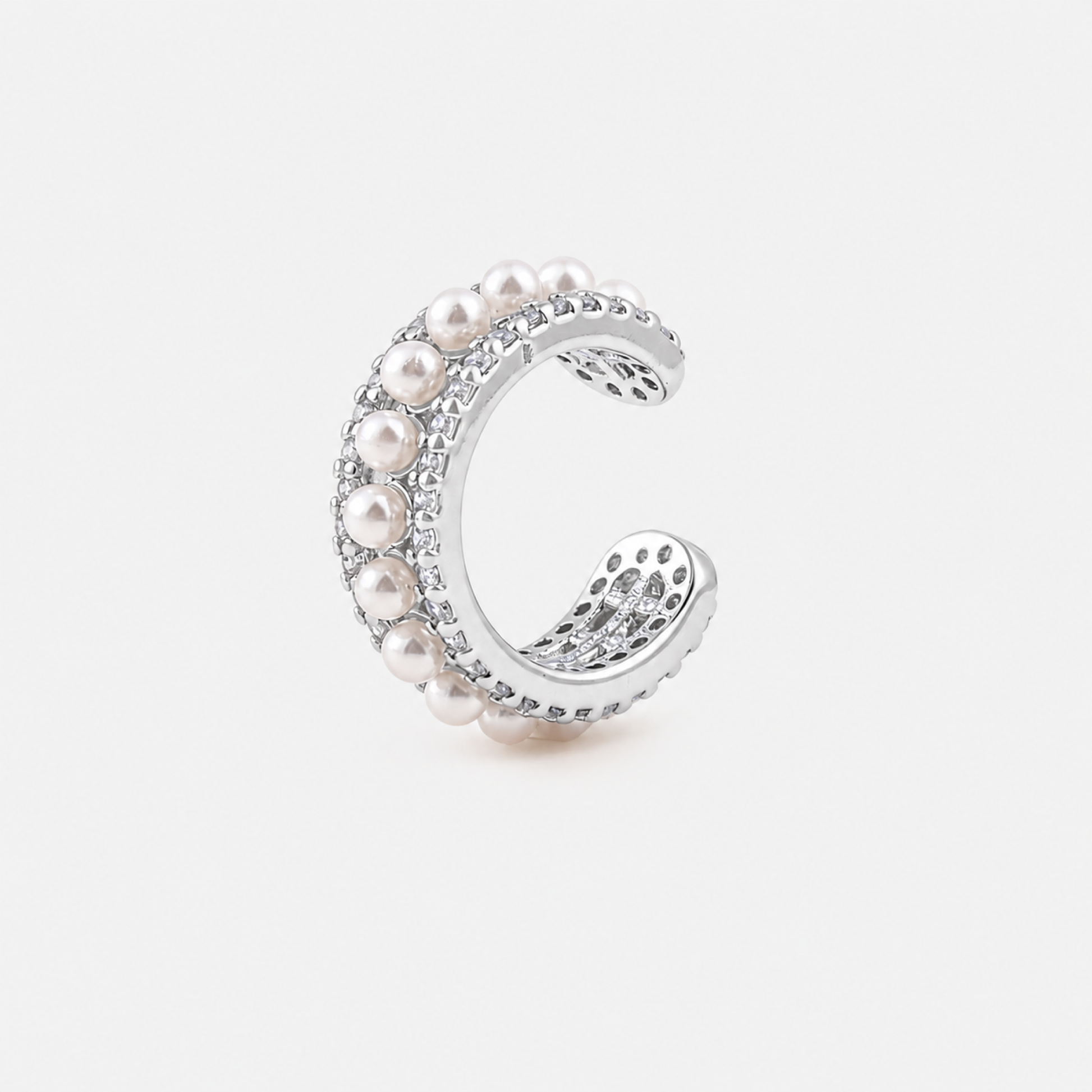 Pearl Pave Ear Cuff in Silver product view