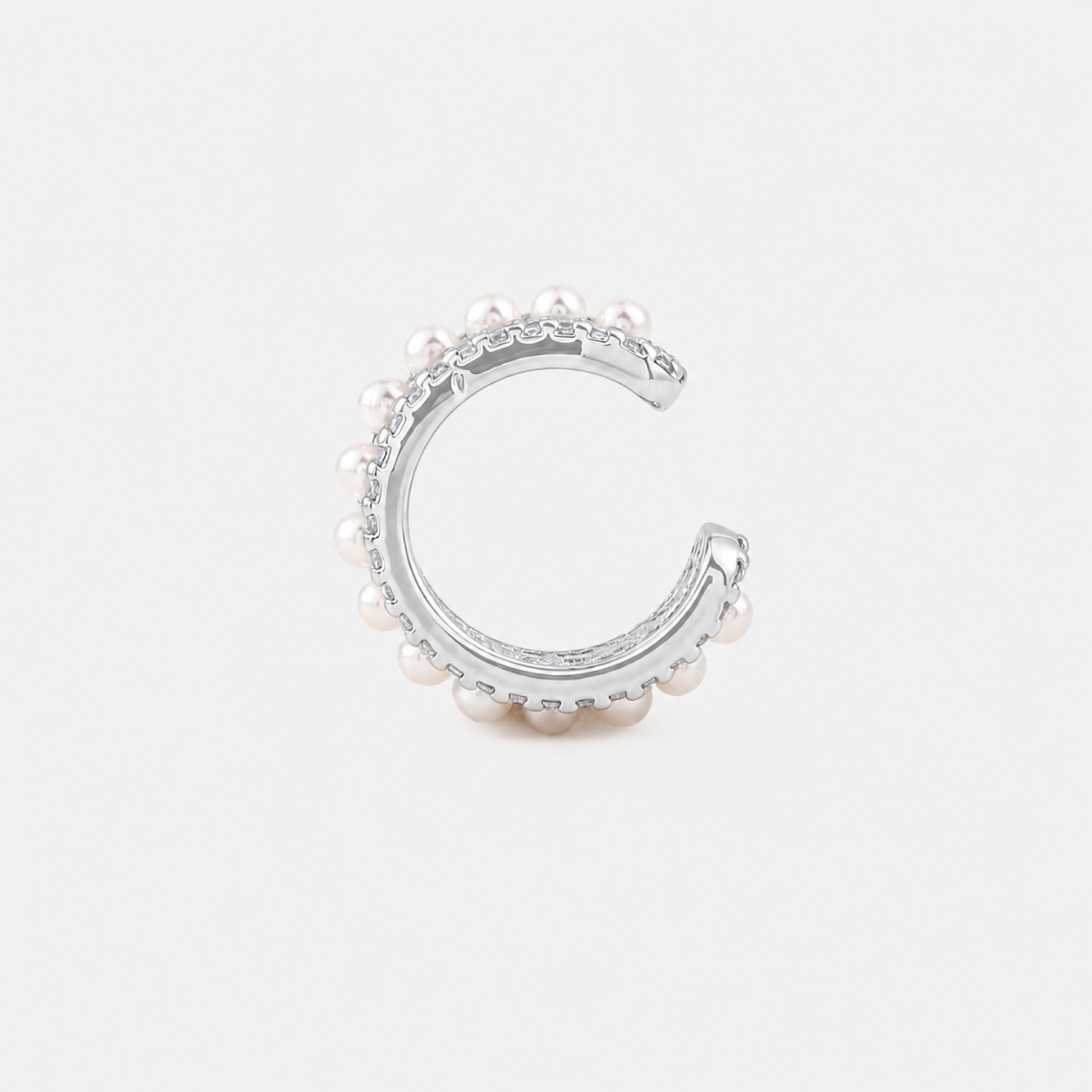 Pearl Pave Ear Cuff in Silver side view