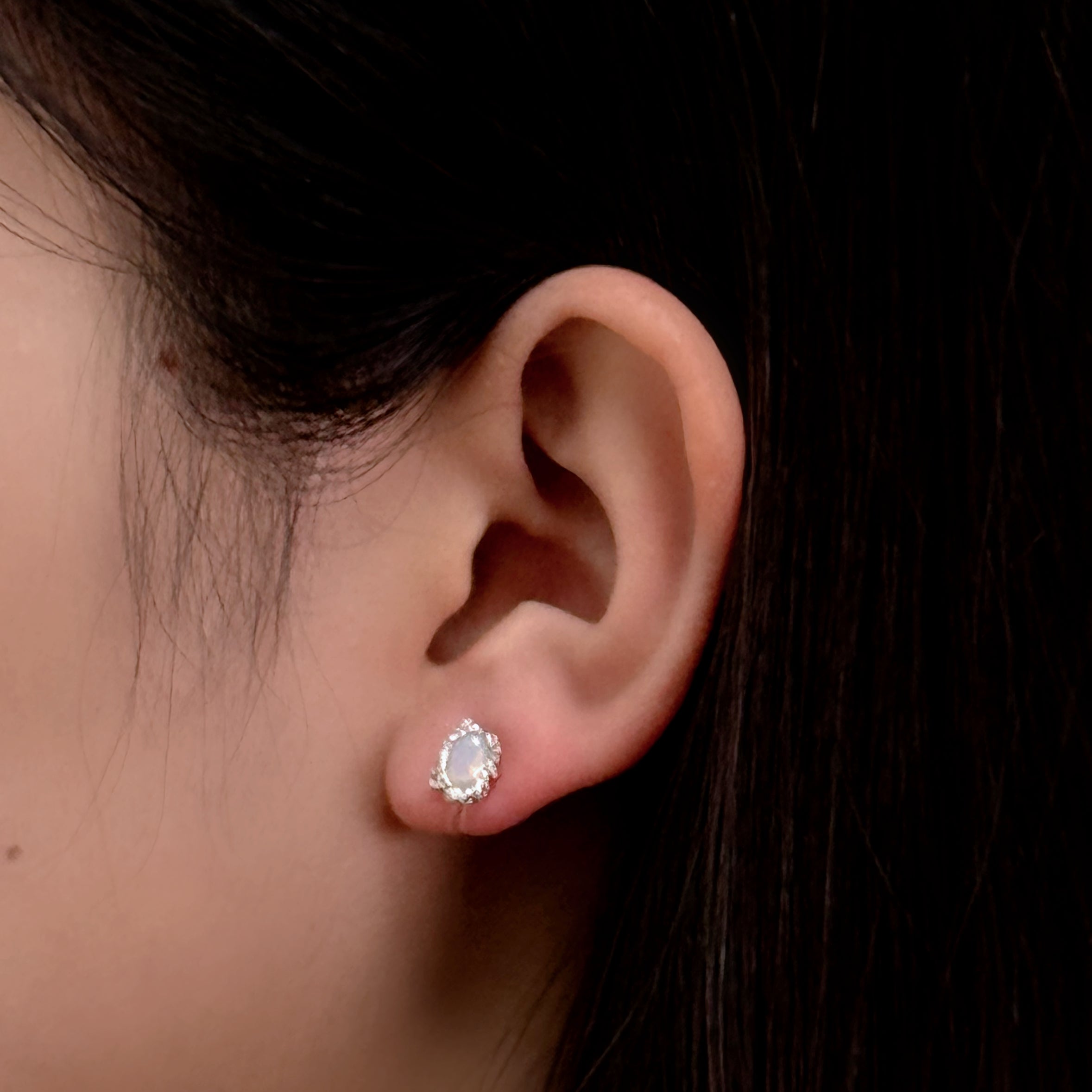 Pendientes de clip con diamantes y turquesa-Plata