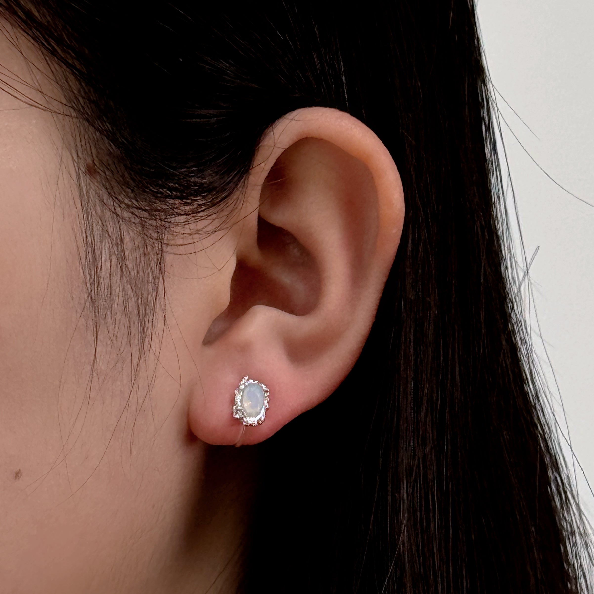 Pendientes de clip con diamantes y turquesa-Plata