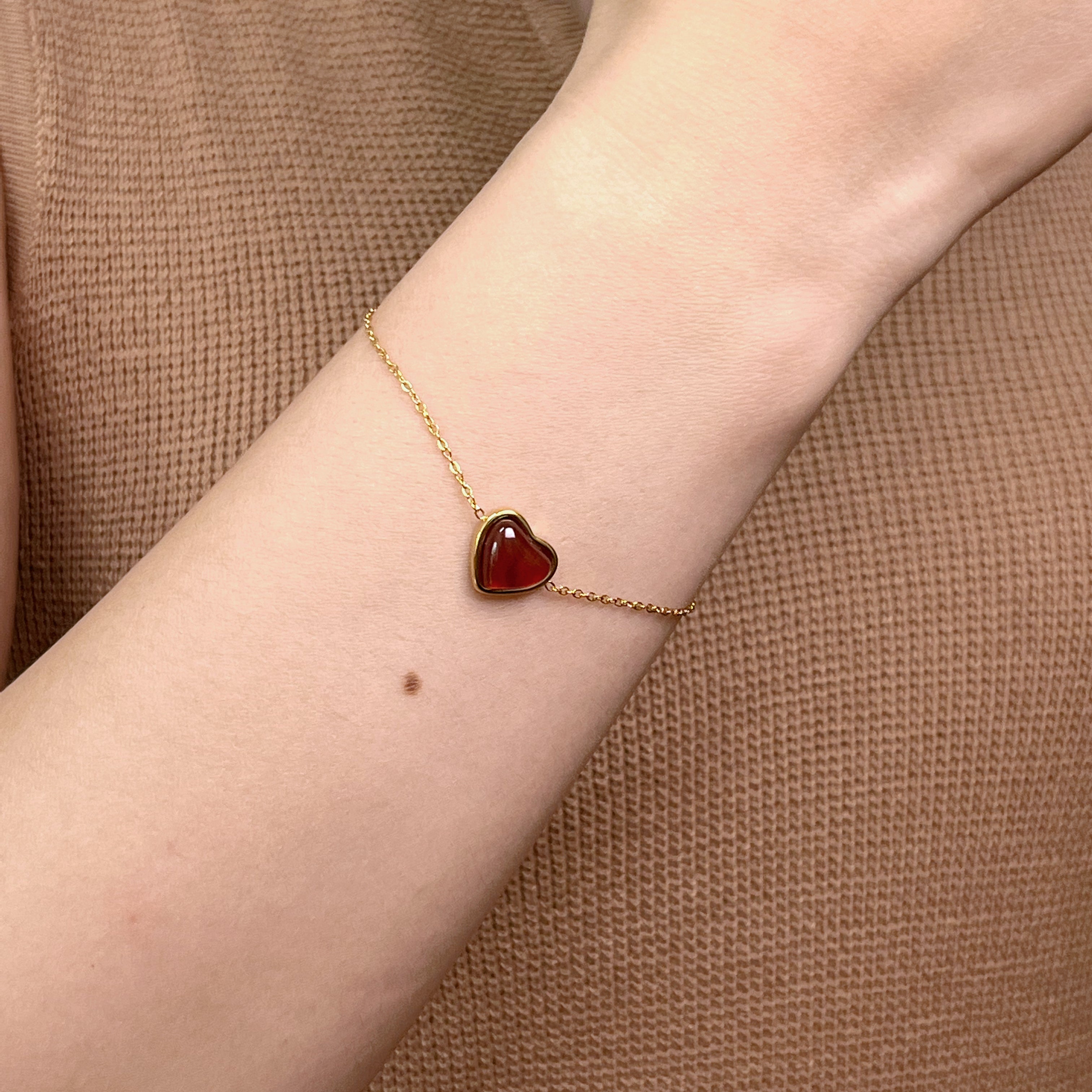 Red Wine Heart Cute Set (Clip-On Earrings&Bracelet) - SOMIY
