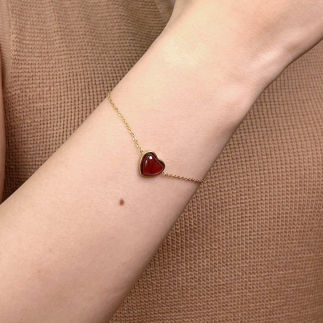 Red Wine Heart Cute Set (Clip-On Earrings&Bracelet) - SOMIY