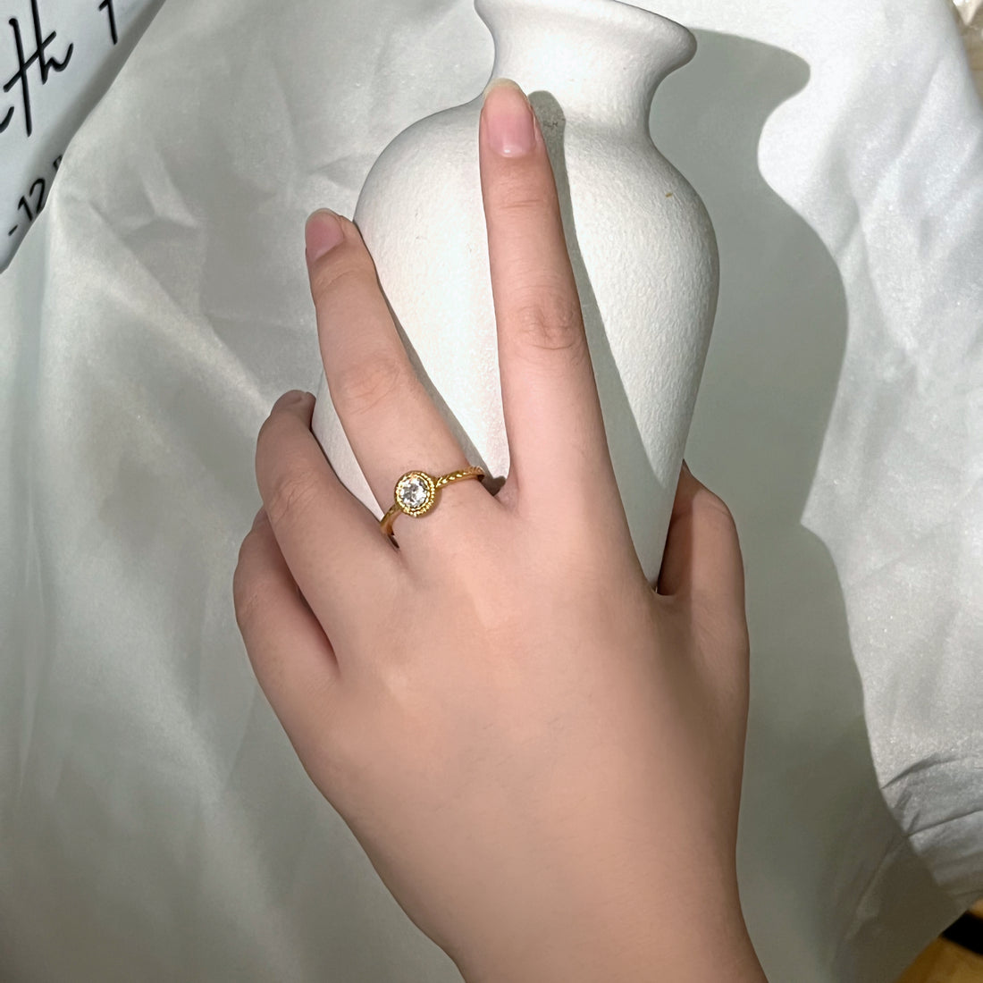 Single Drill Texture Open Ring - SOMIY