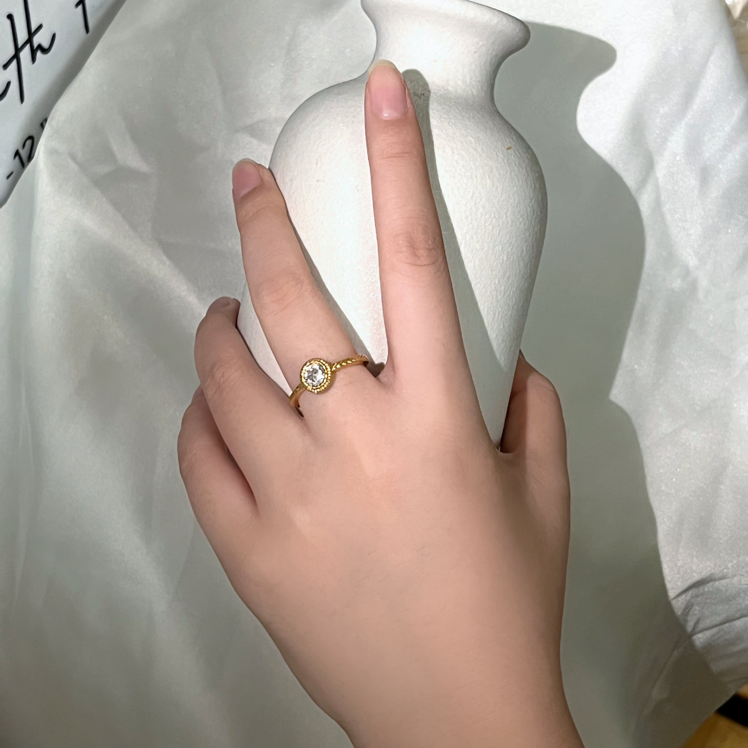 Single Drill Texture Open Ring - SOMIY