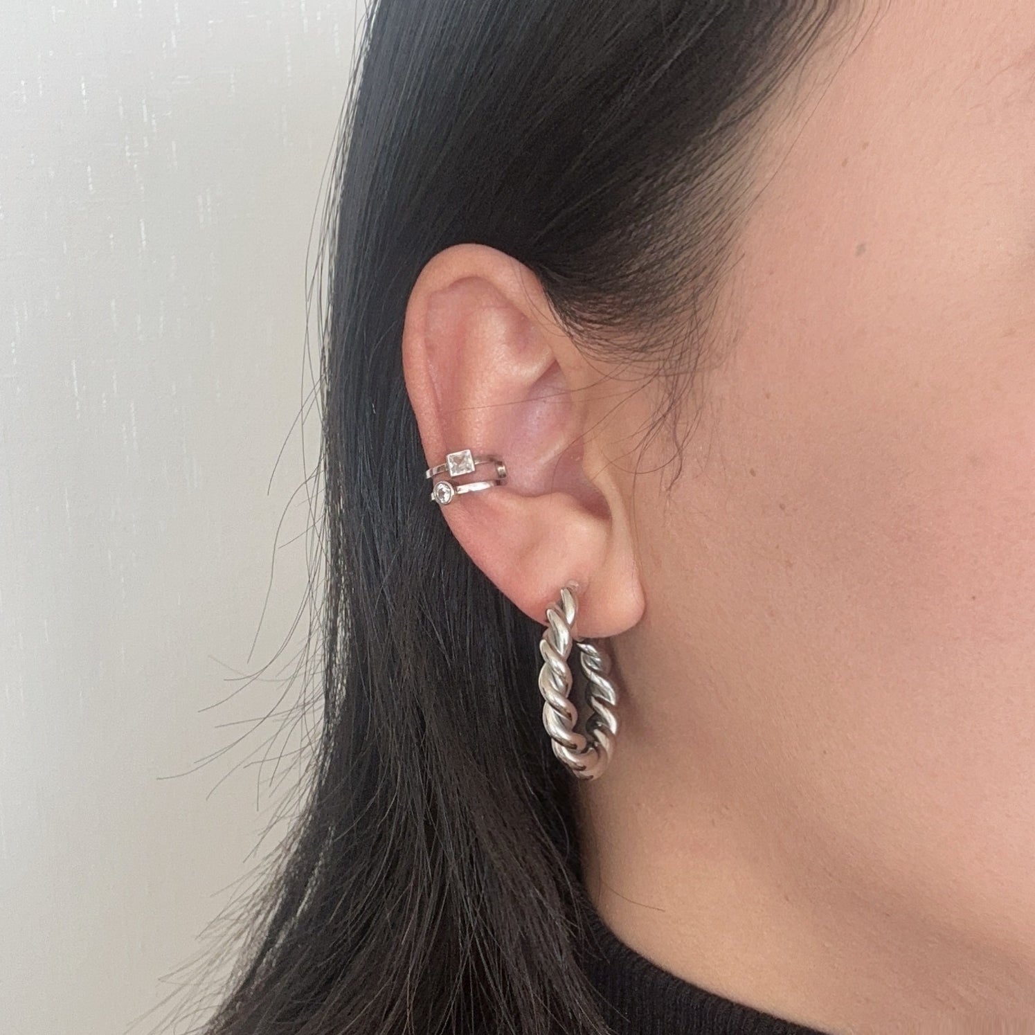 Large Spiral Clip-On Hoop Earrings