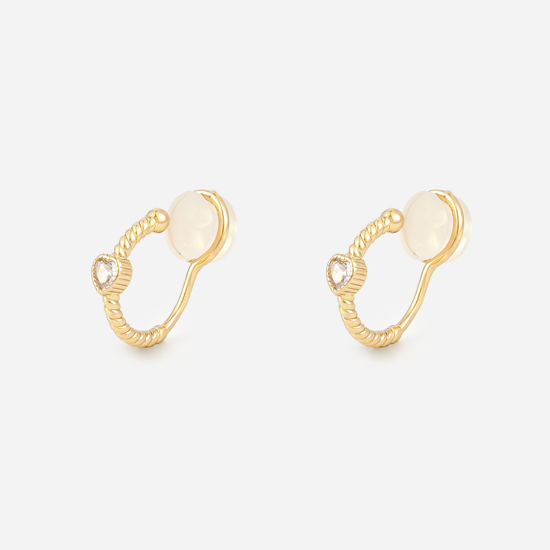 Gold rope crystal clip-on hoop earrings with mosquito coil clips | SOMIY
