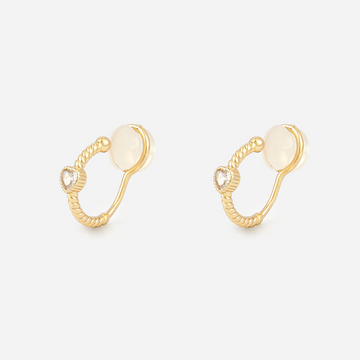 Gold rope crystal clip-on hoop earrings with mosquito coil clips | SOMIY