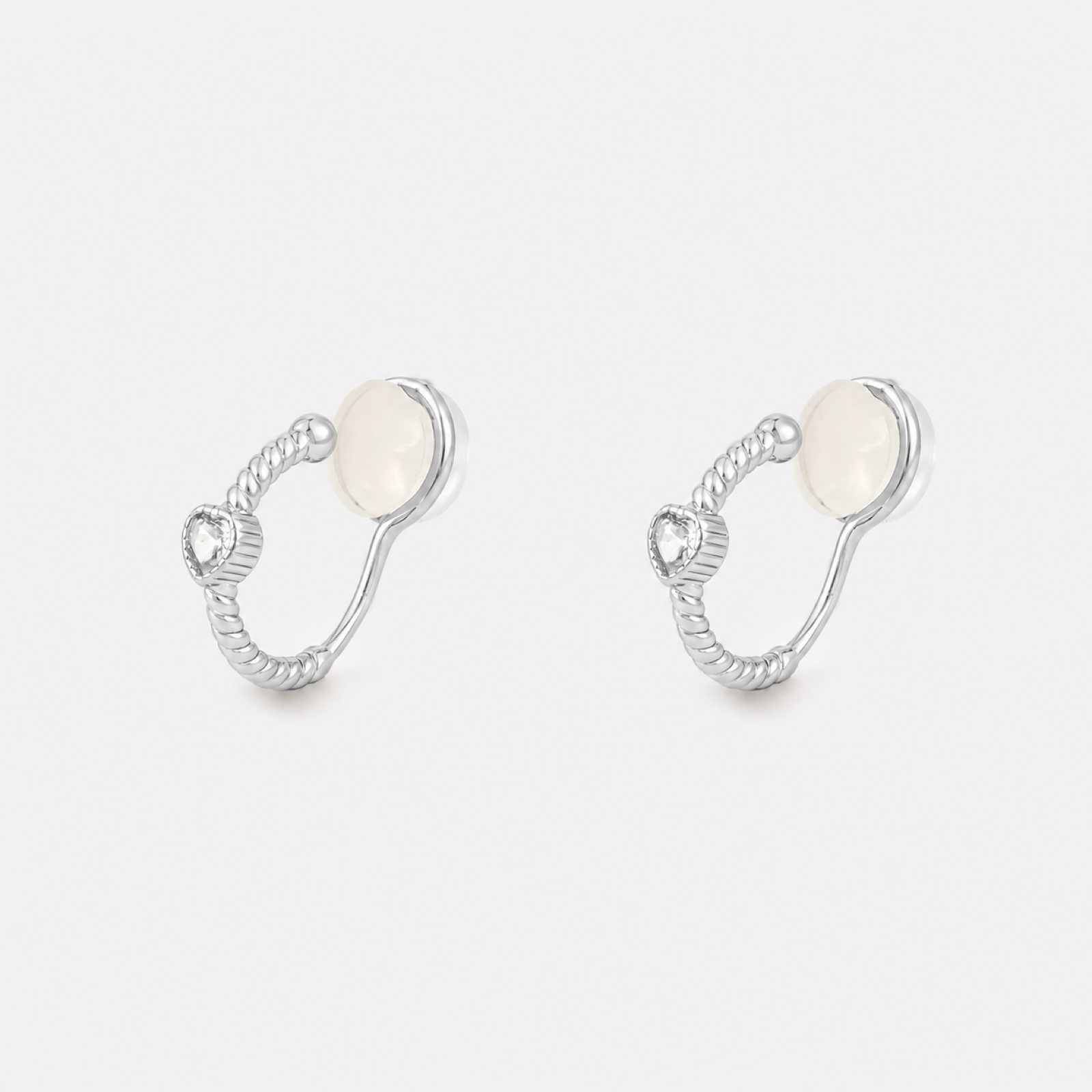 Silver rope crystal clip-on hoop earrings with mosquito coil clips | SOMIY