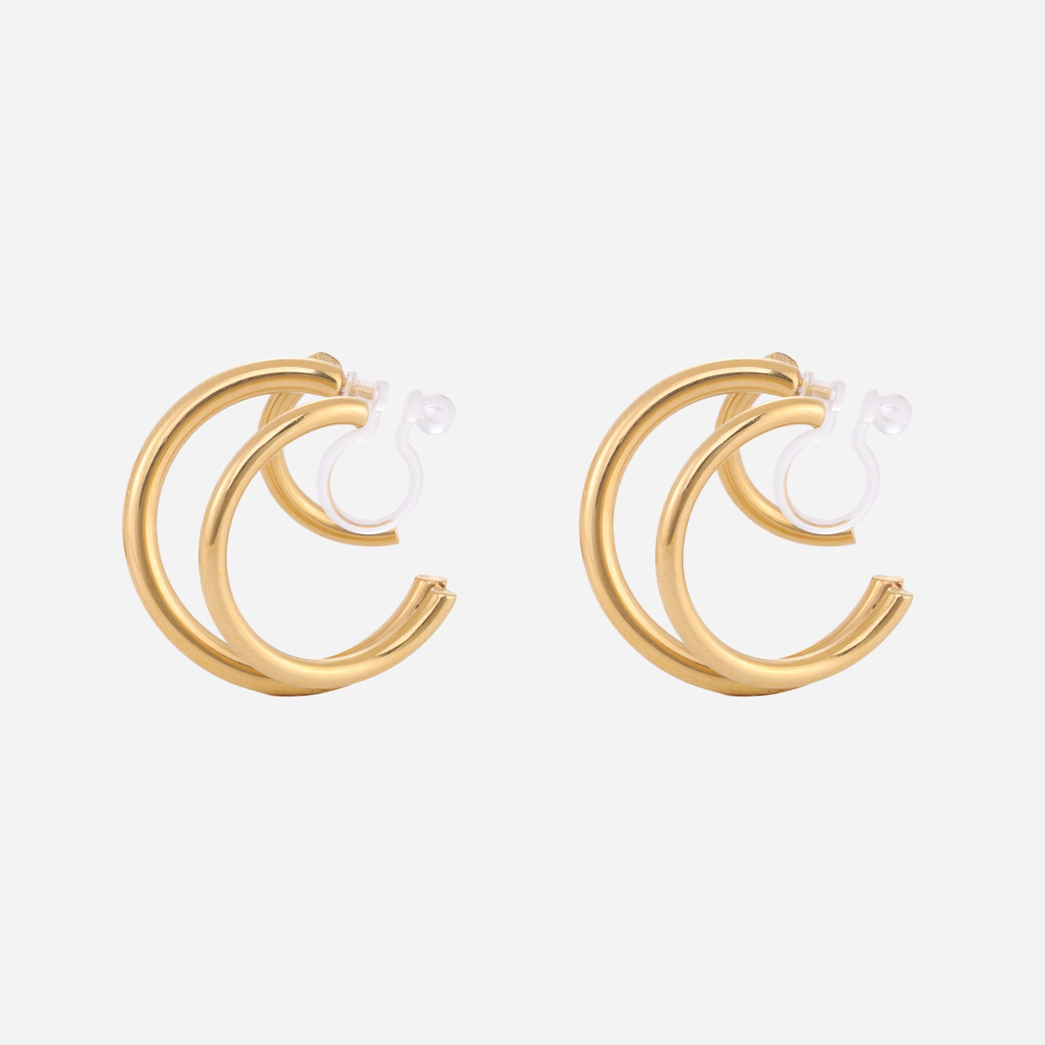 Dreiadrige Clip-Creolen – Gold