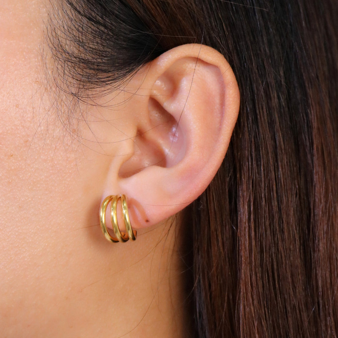 Small Three Wire Clip-on Hoop Earrings - SOMIY